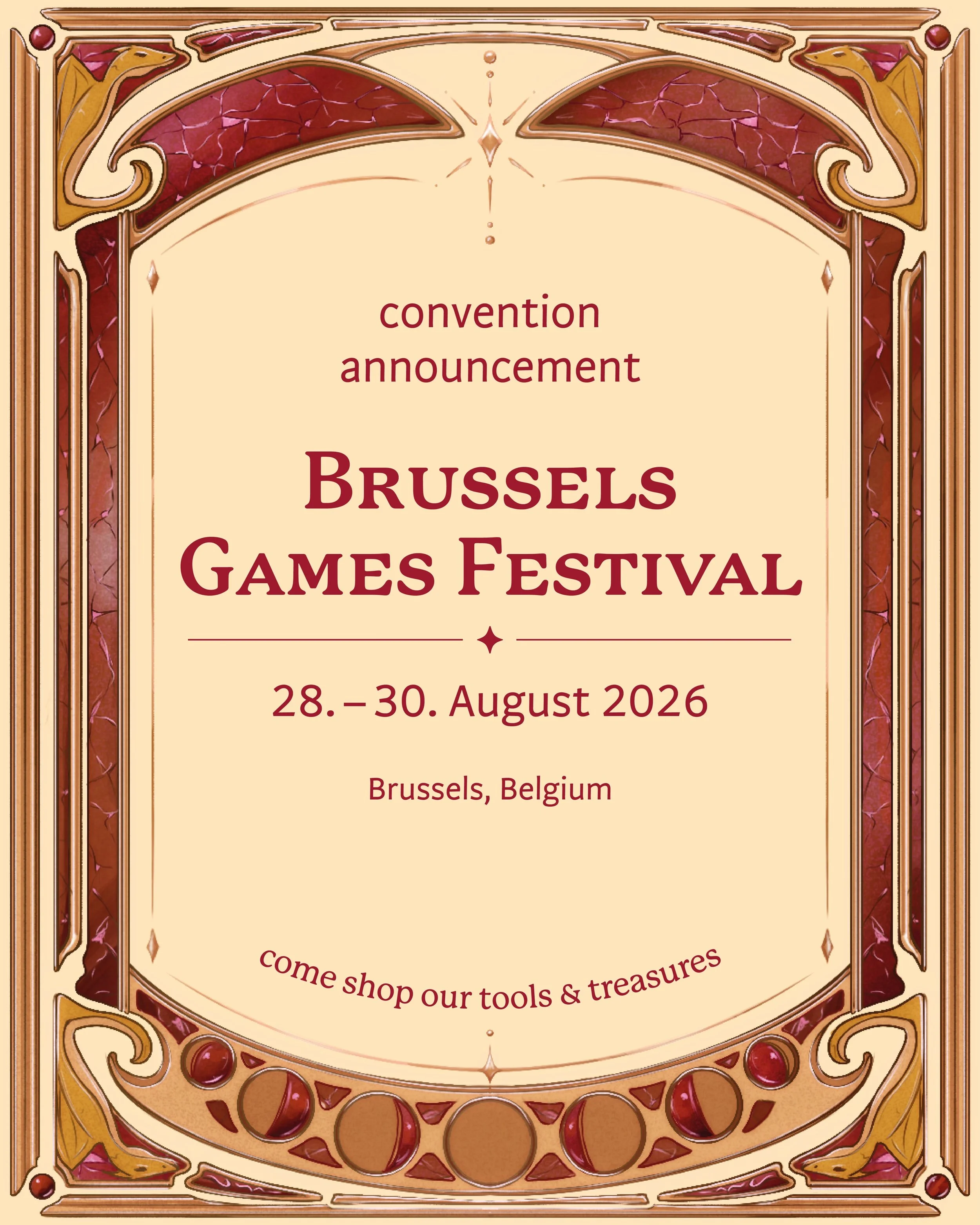 🔸Our first event in Belgium: Brussels Games Festival ☺️ We&rsquo;re super excited!
(28.-30. August 2026) @brusselsgamesfestival 

Magical loot and handmade treasures await you ✨
D&amp;D / pen &amp; paper nerds or fantasy lovers will find unique equi