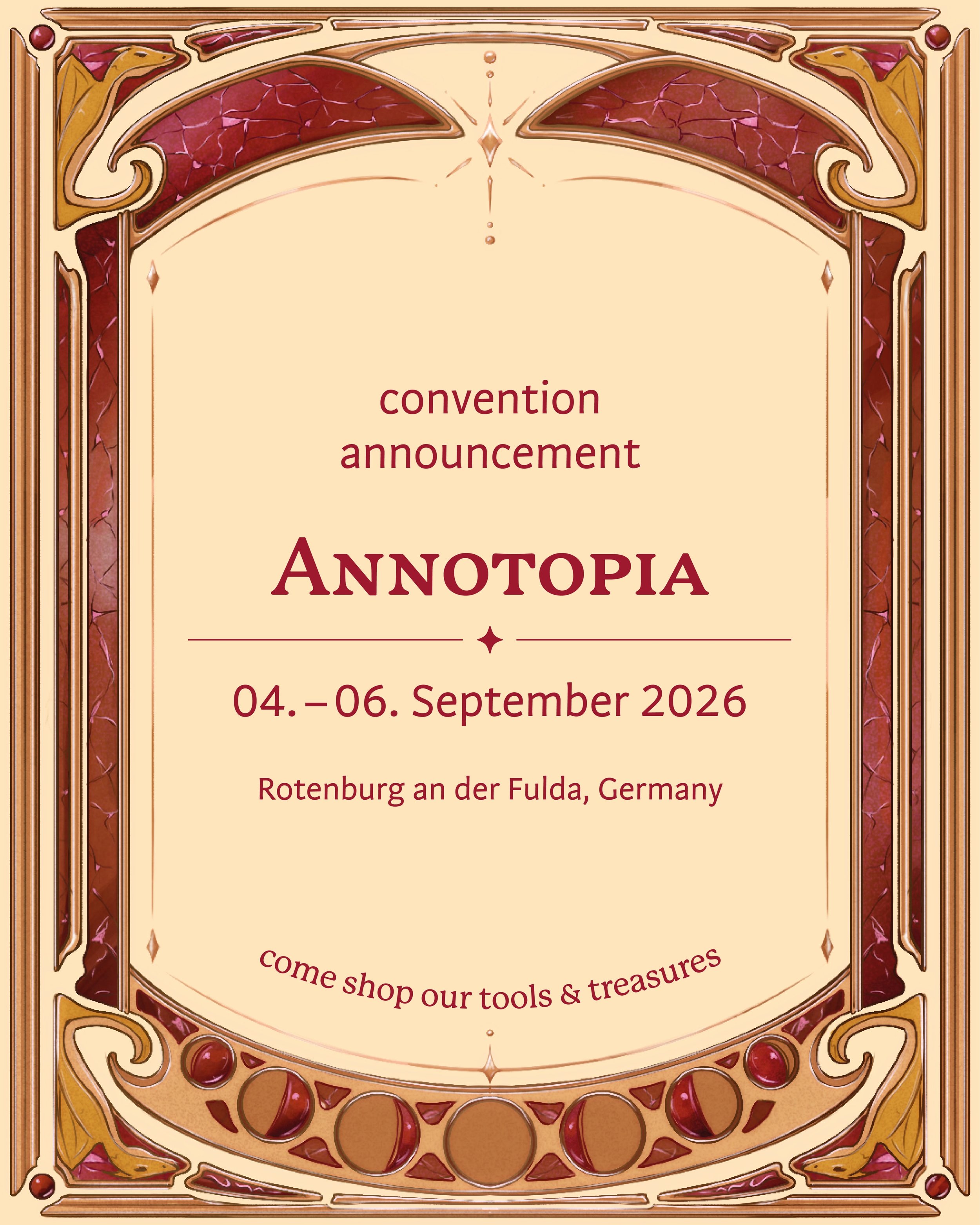 🔸Kicking off our September schedule with Annotopia 🧡  This time, at Rotenburg an der Fulda!
(04.-06. September 2026) @official_annotopia 

We&rsquo;re bringing lots of magical tools &amp; handmade treasures for pen &amp; paper / fantasy lovers ✨
Ho