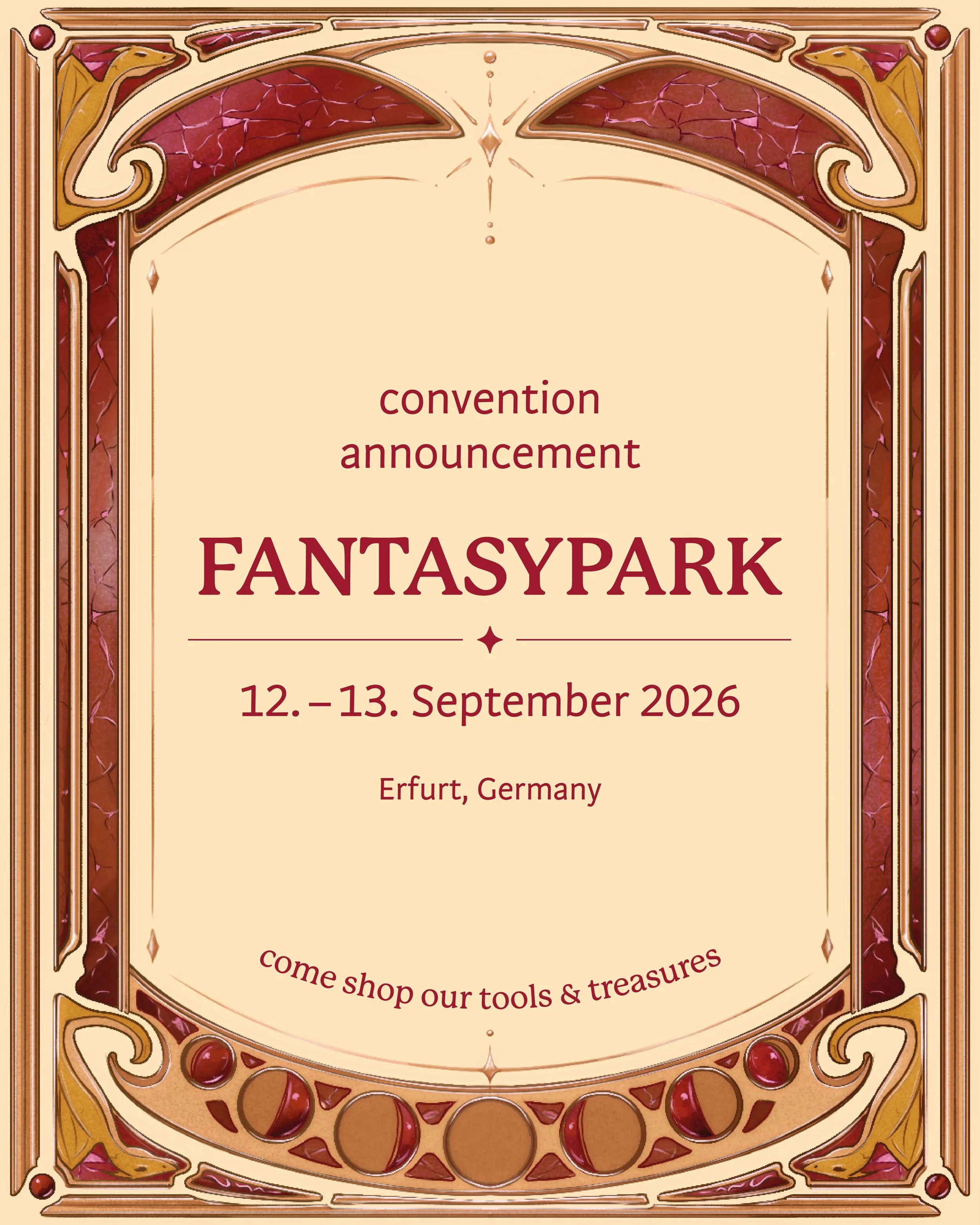 🔸Double convention weekend incoming! We&rsquo;ll be at fantasypark &amp; Rhein Main Multiversum 🧡 
(12.-13. September 2026) @_fantasypark @tabletopclubrheinmain_ev 

Fantasypark was our very first convention last year, so it&rsquo;s quite nostalgic