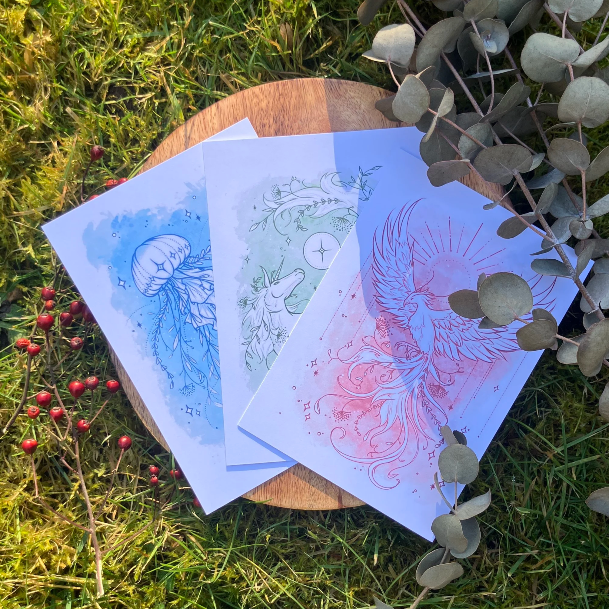 watercolour fantasy creature  ◆ postcard