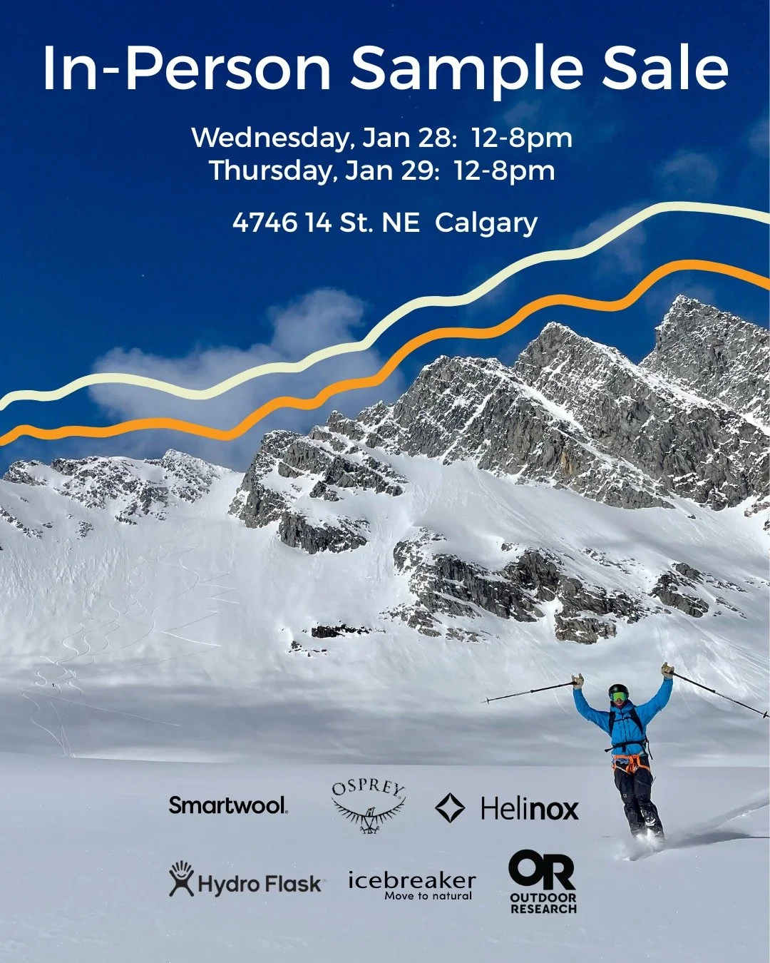 📍 Calgary Showroom - 4746 14 St. NE
🗓 Wed&ndash;Thurs, Jan 28 &amp; 29
⏰ 12&ndash;8 PM both days

Apparel, bags, and accessories from your favourite outdoor, bike, and ski brands.
Snacks. Drinks. Deals.

Tell a friend to tell a friend!