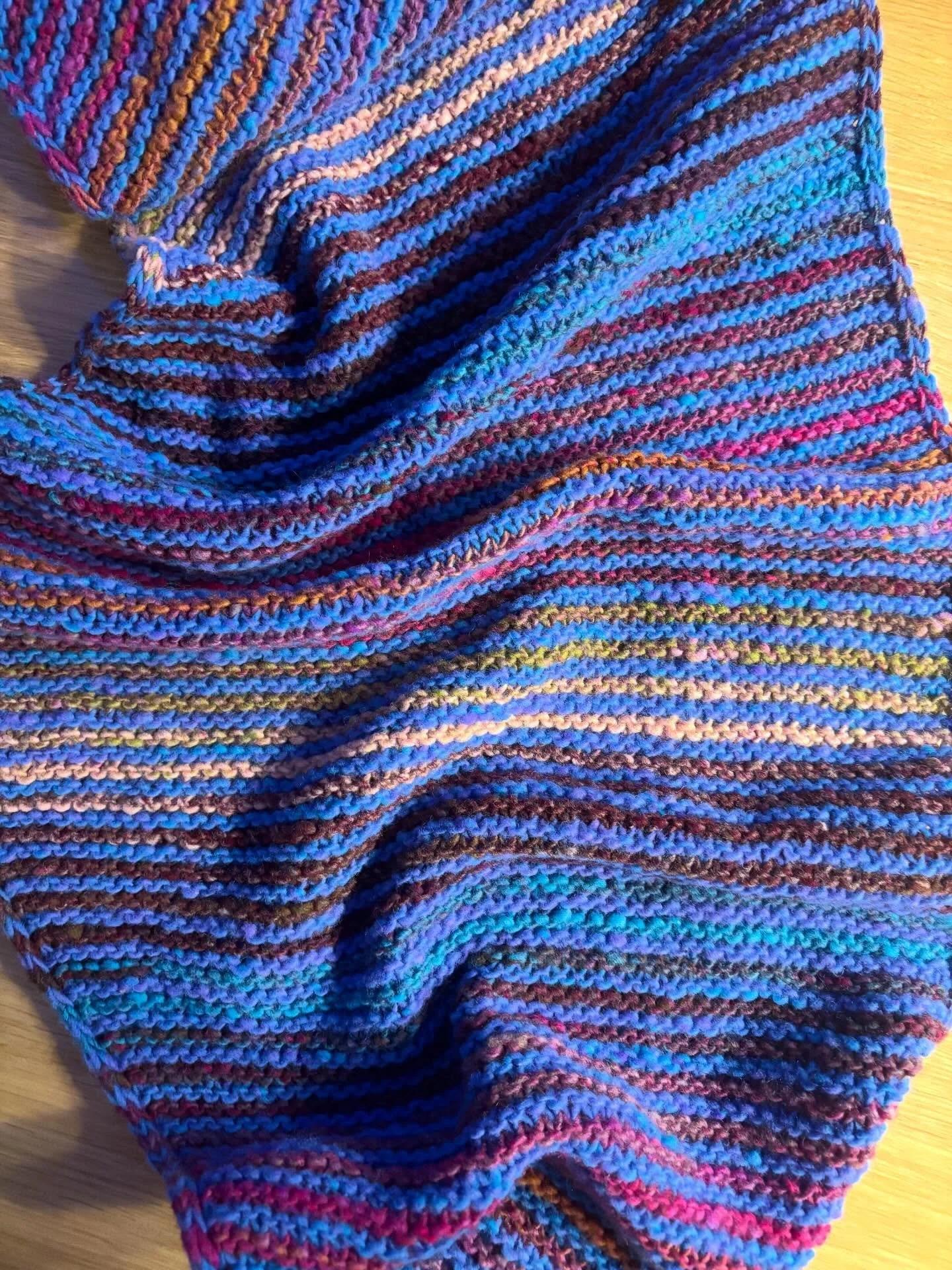Triangular shawl in @noroyarns Malvinas in Azure and Ito in Momo