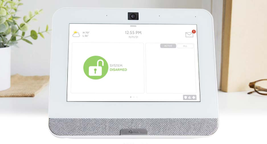 Qolsys smart security panel showing automation and device integration controls
