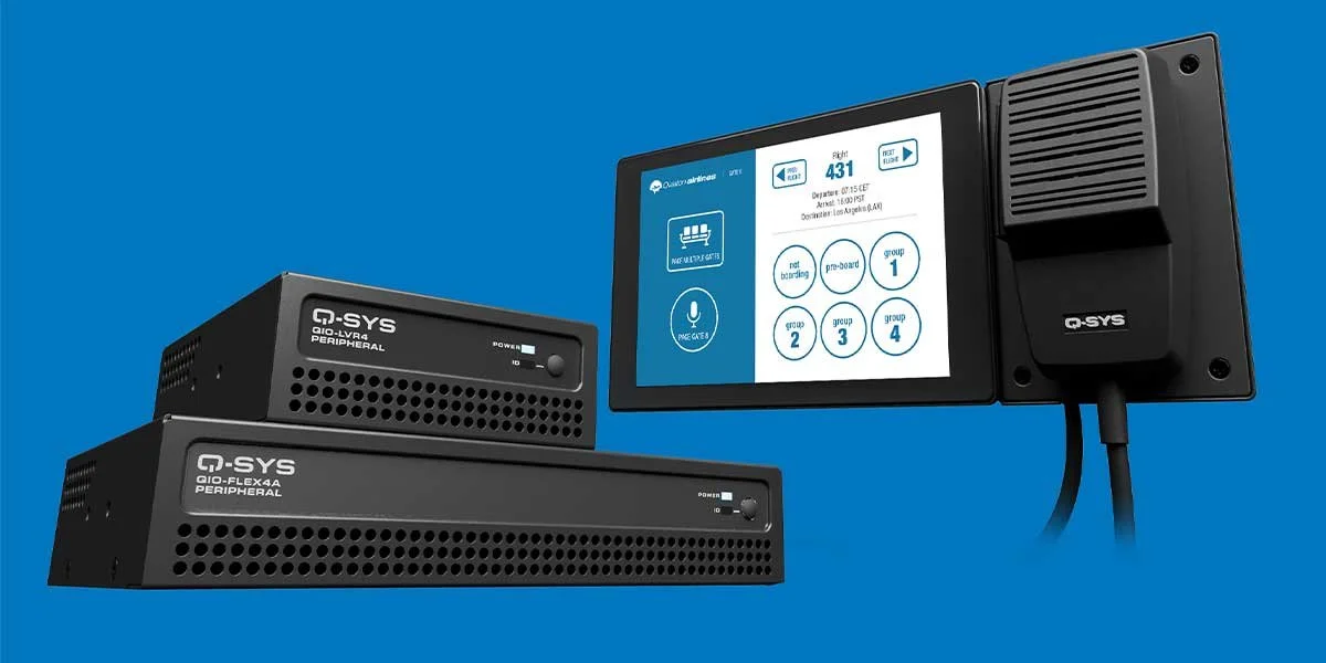 Q-SYS AV system upgrade with modern control panel and hardware components