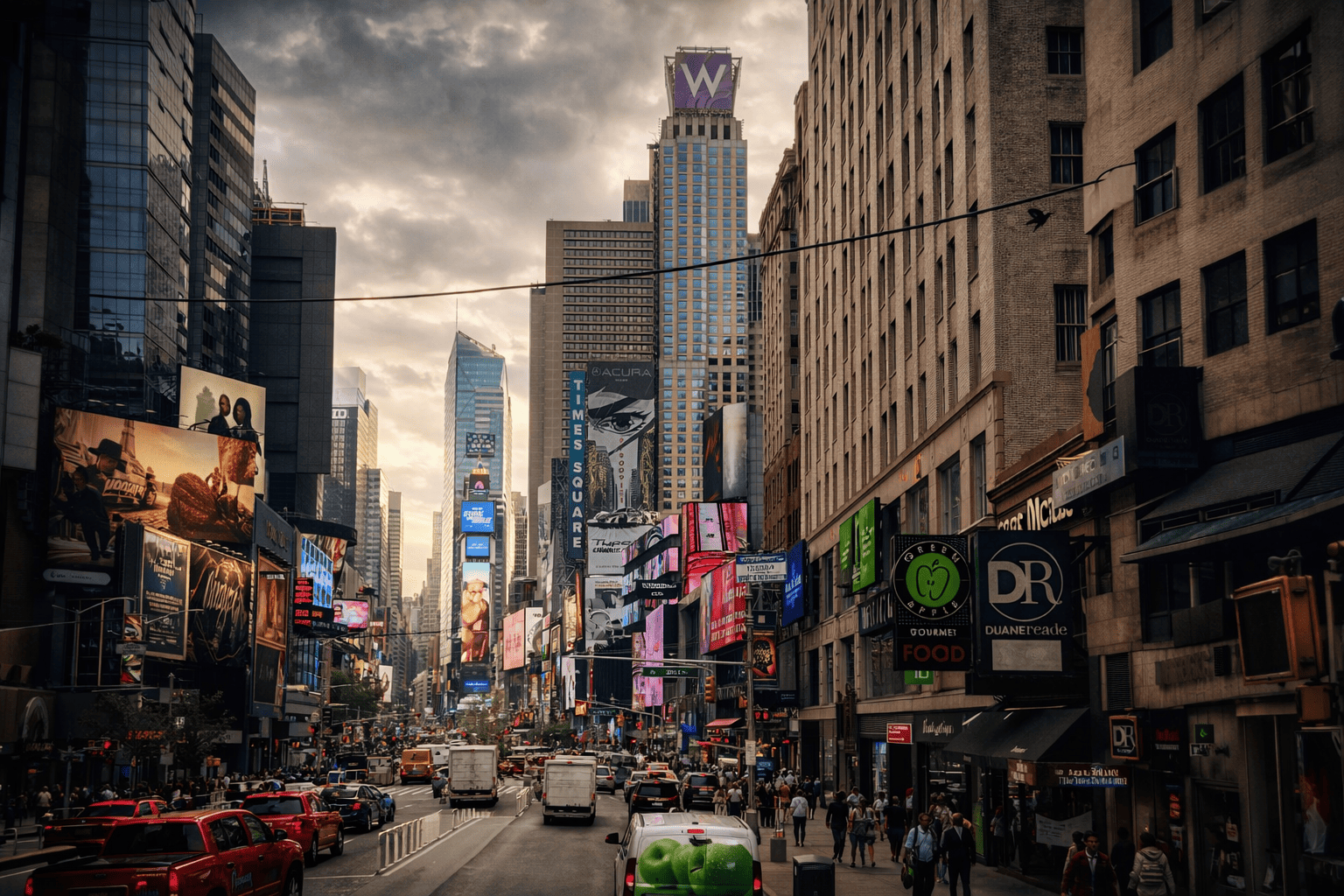 Busy Times Square street in New York City highlighting high-traffic commercial environment requiring tailored security solutions for multiple industries