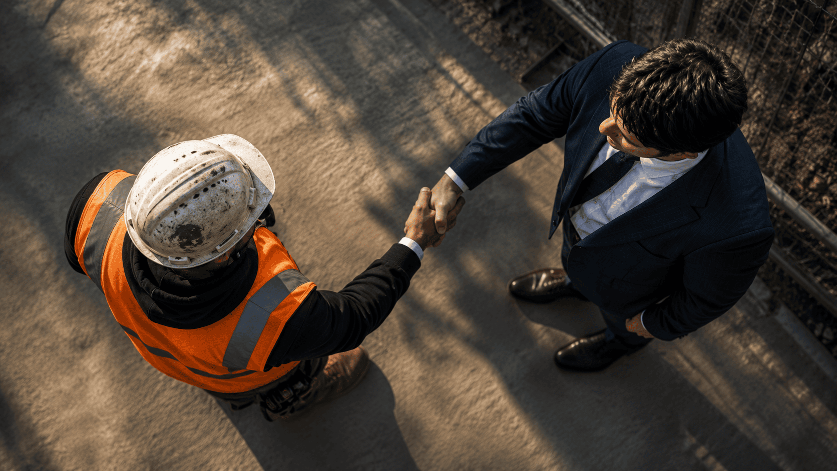 Security contractor and client shaking hands after commercial security integration project in NYC.