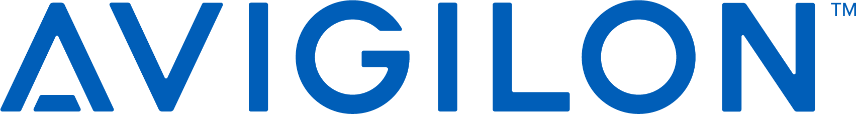 Avigilon logo written in blue capital text