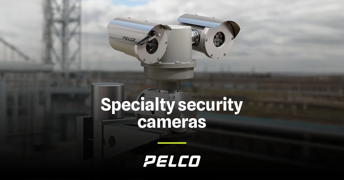 Pelco specialty security cameras installed for industrial and outdoor environments providing advanced surveillance and monitoring capabilities