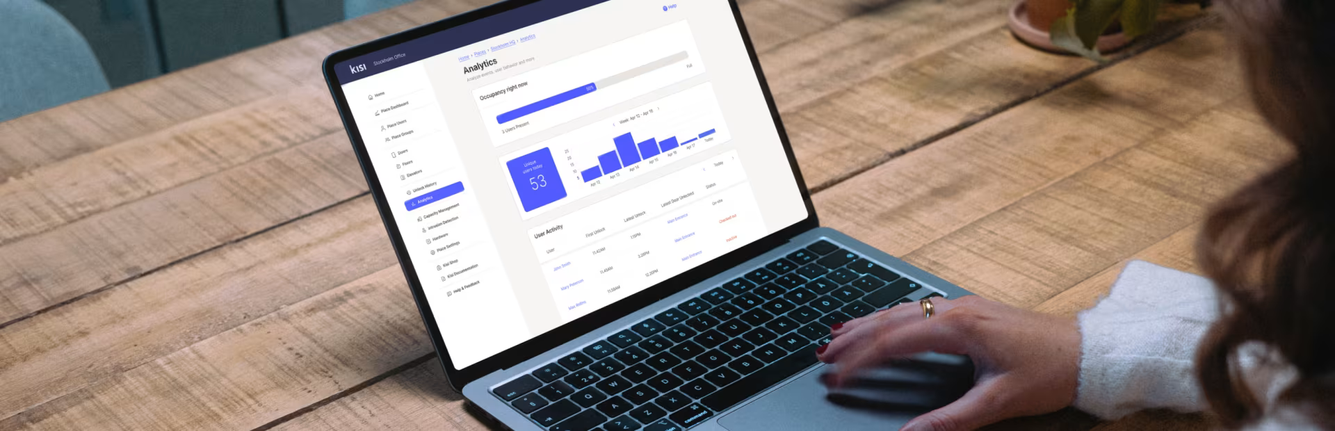 Cloud-based access control deployment using the Kisi platform to manage secure building entry and door permissions remotely.