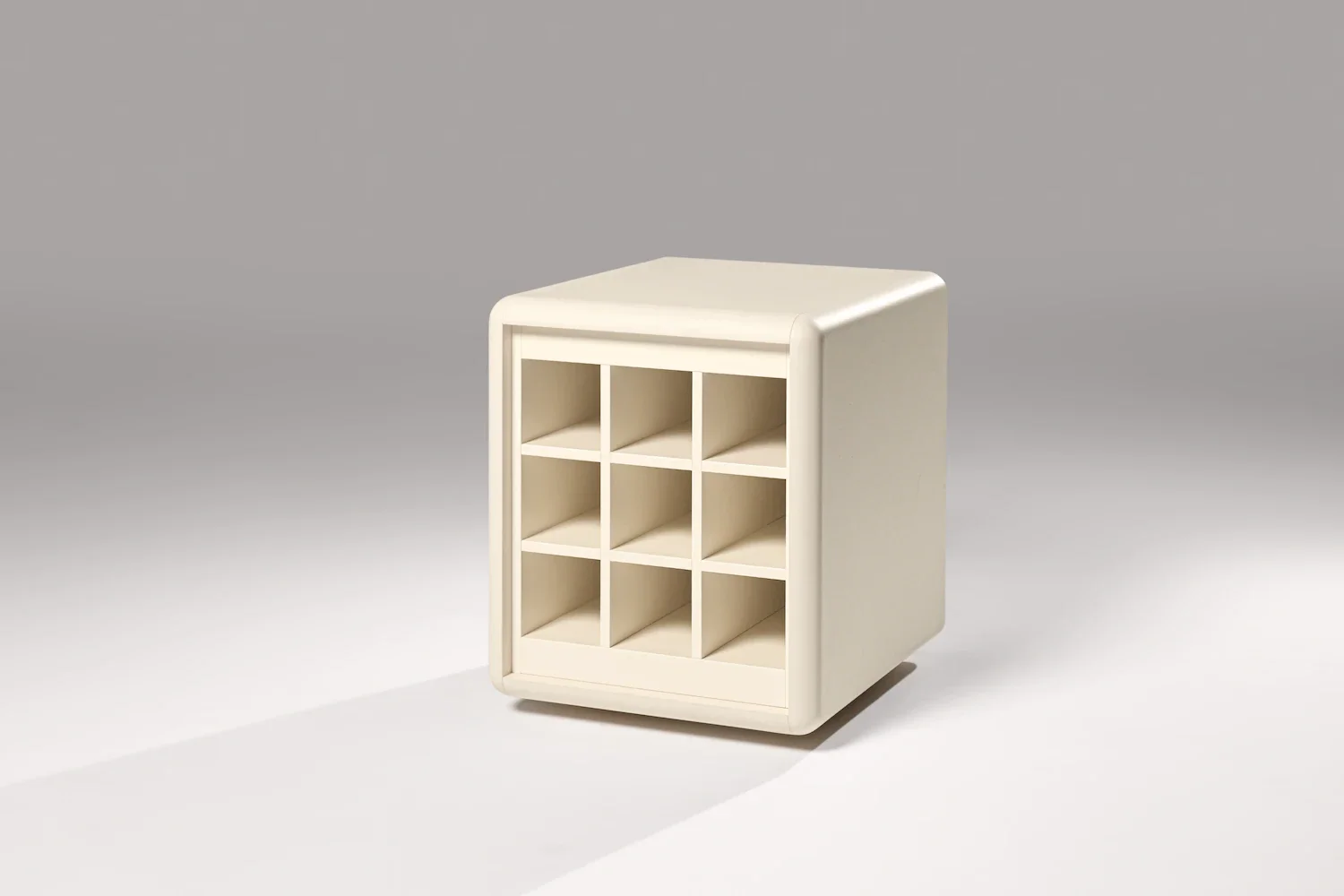 Grid module in White Pearl, shown alongside other colors for comparison, 3/4 view, empty — Groovaly