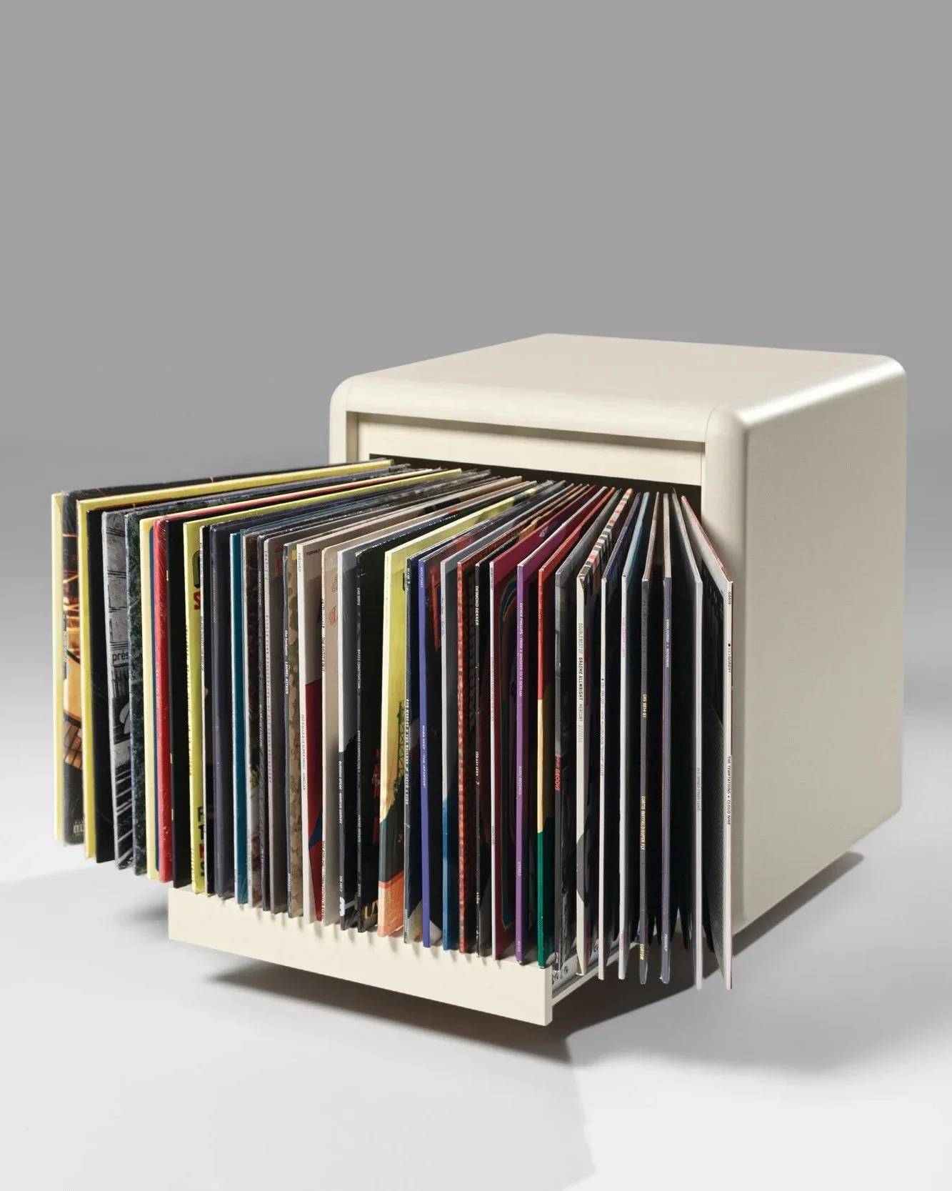 Groovaly Bloom element with fan-style drawer revealing vinyl browsing system