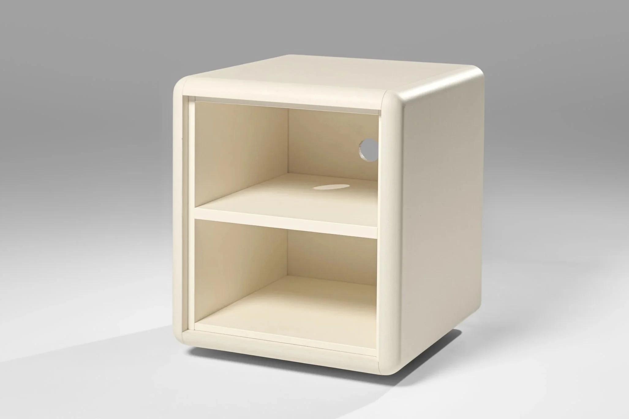 Split two-level storage element in White Pearl, 3/4 view — Groovaly