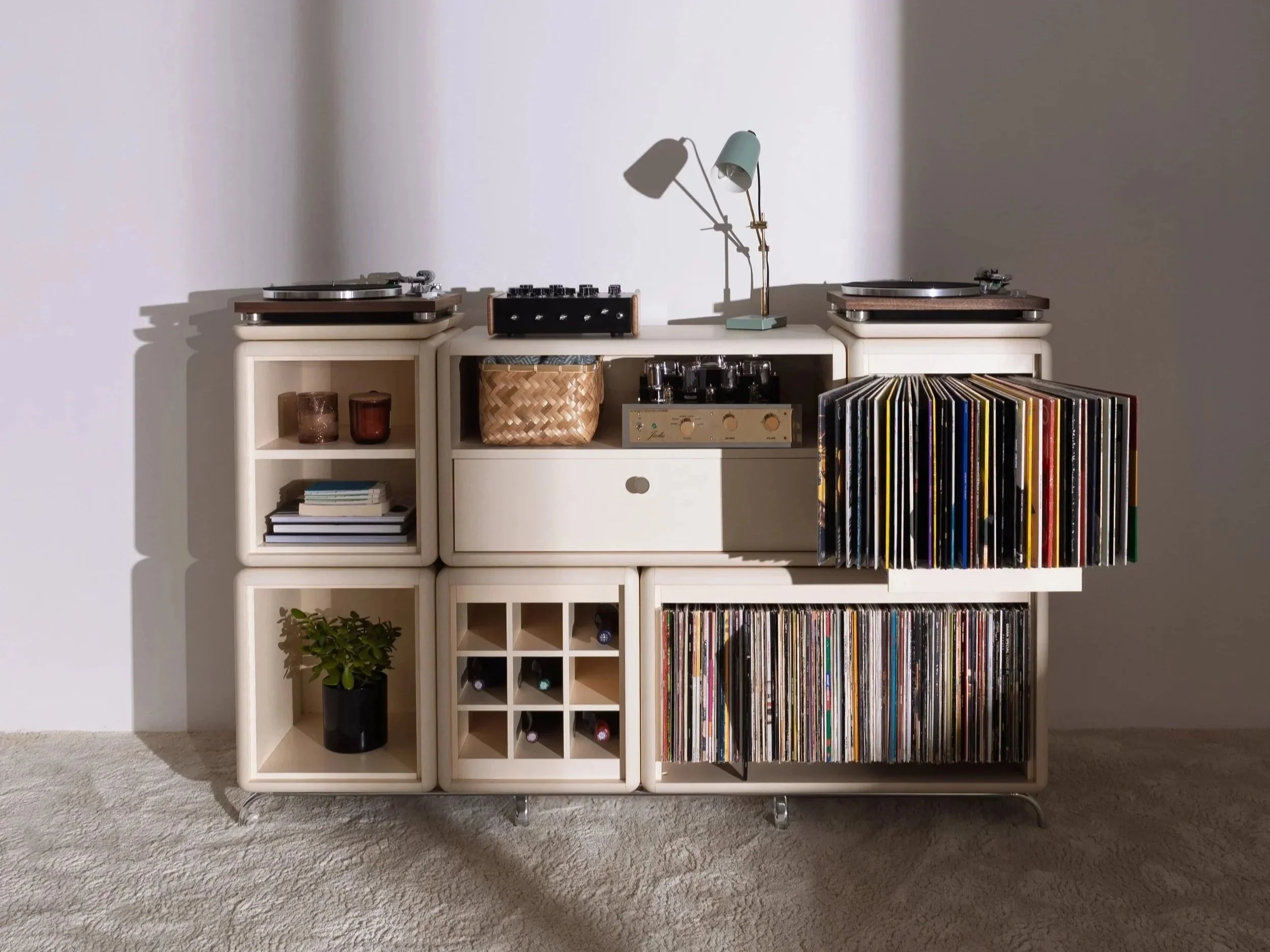 DJ booth vinyl composition built from Groovaly design elements