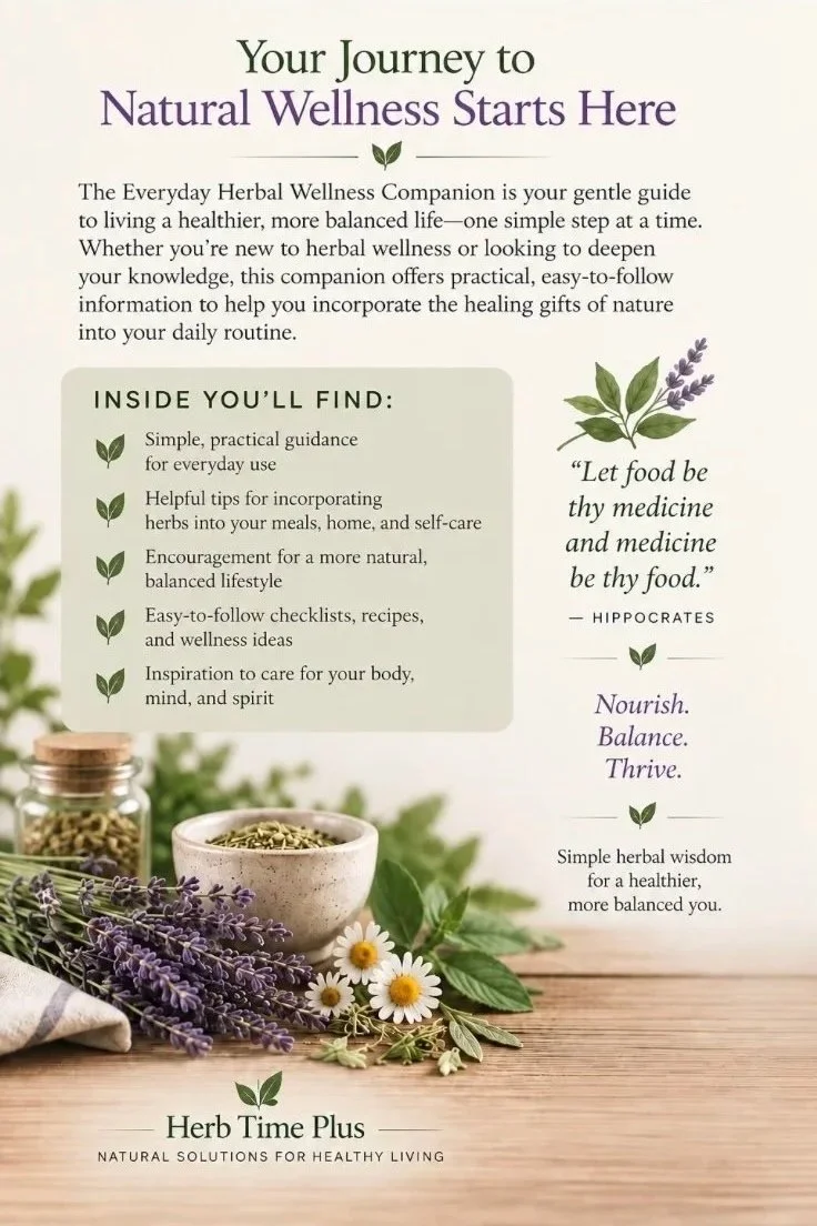 everyday-wellness-companion-back.jpg:back cover of ebook with loose herbs in bowls and on the counter