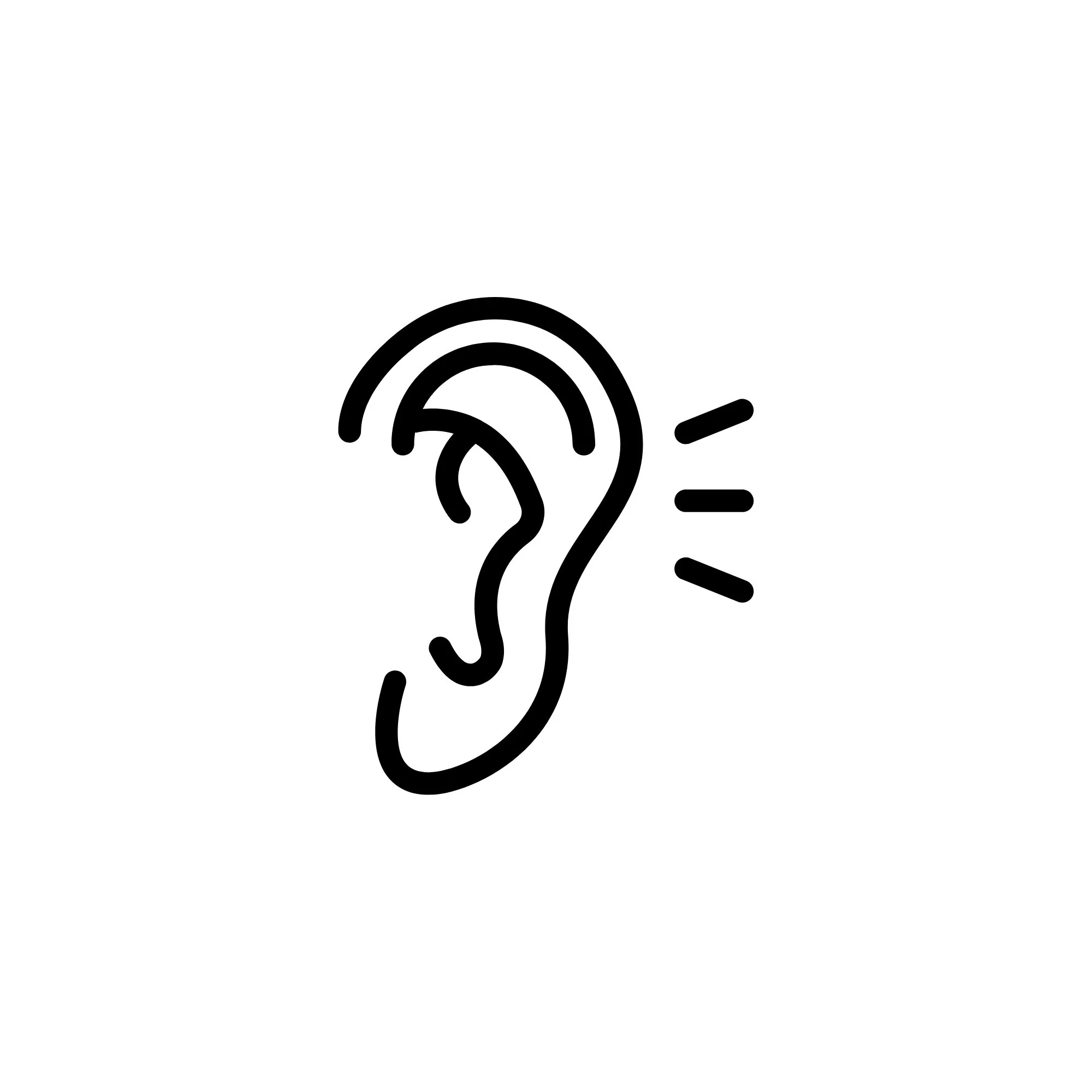 a line drawing of an ear