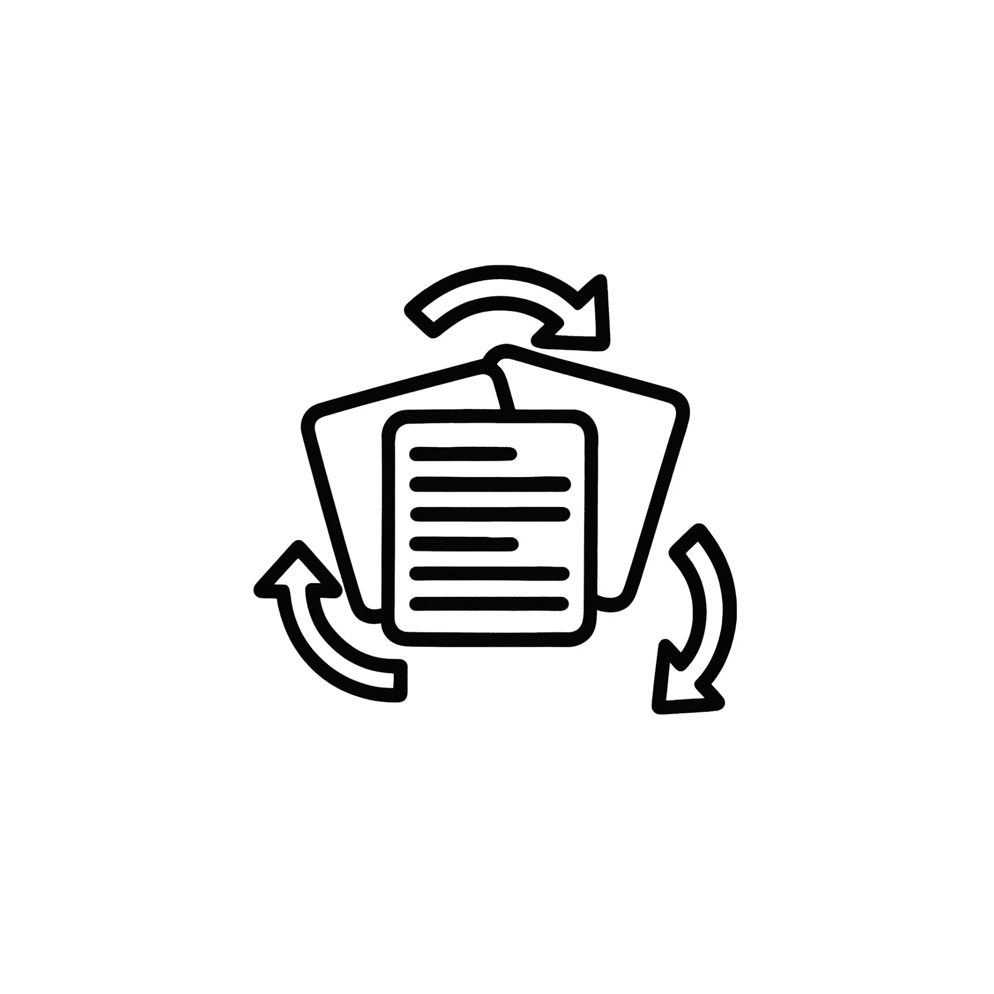 a line drawing of a clipboard with arrows around it indicating to reassess.