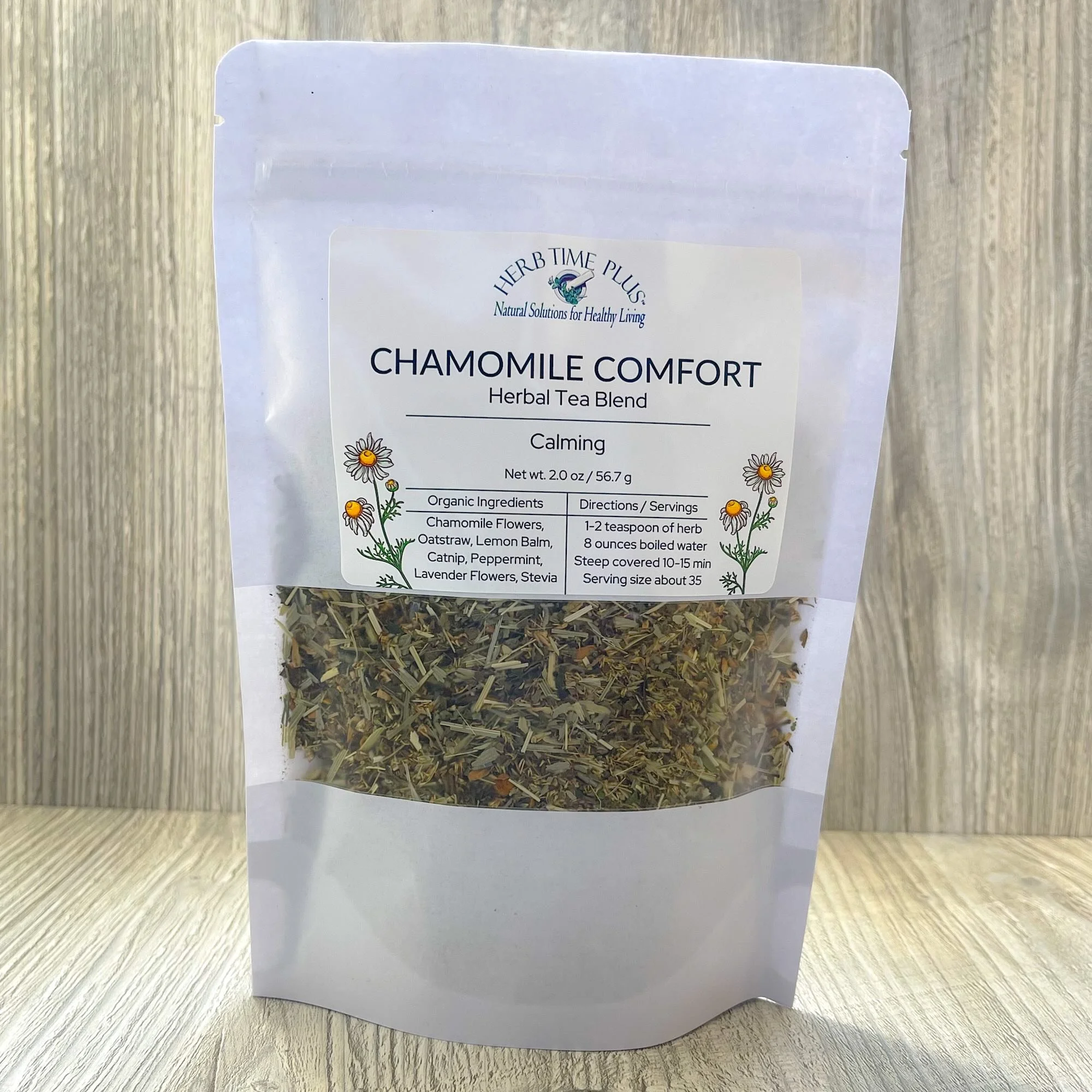 chamomile-comfort-herbal-tea-blend-bag.jpeg: bag of chamomile comfort herbal tea blend