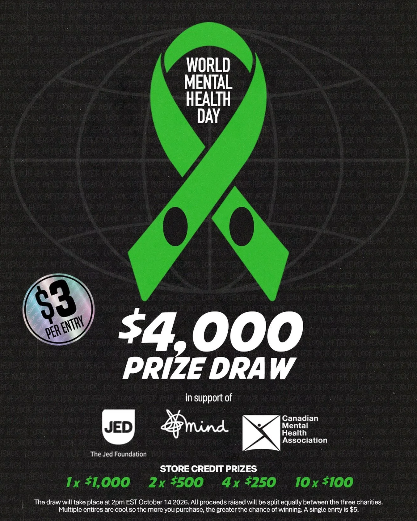 As you may already know, October 10 is World Mental Health Day and we want to do something to help look after everyone&rsquo;s heads, not just our vinyl ones. So, we are holding a prize draw to raise funds for three amazing mental health charities - 