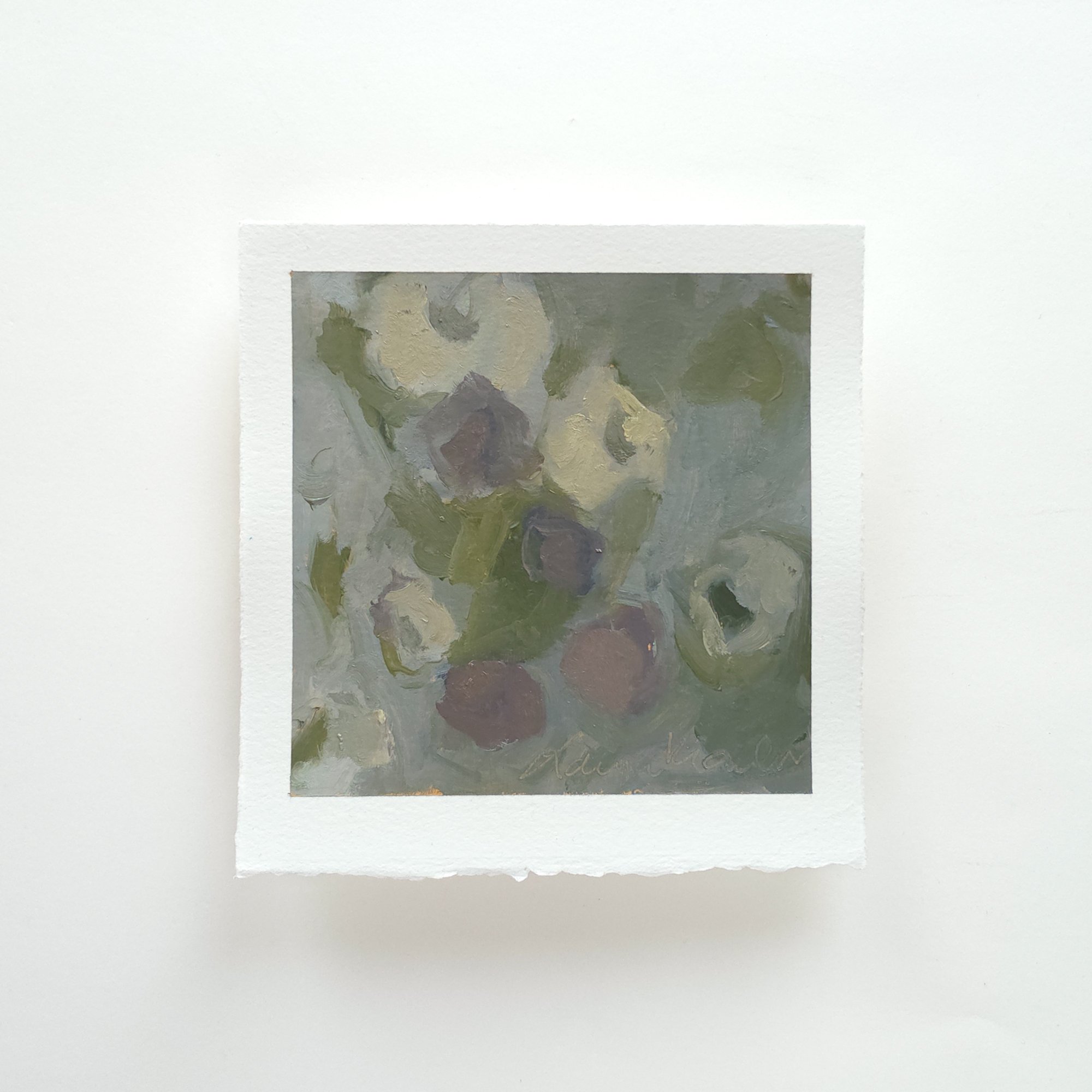 An Impression of Studio Flowers (5x5, Oil on Paper)