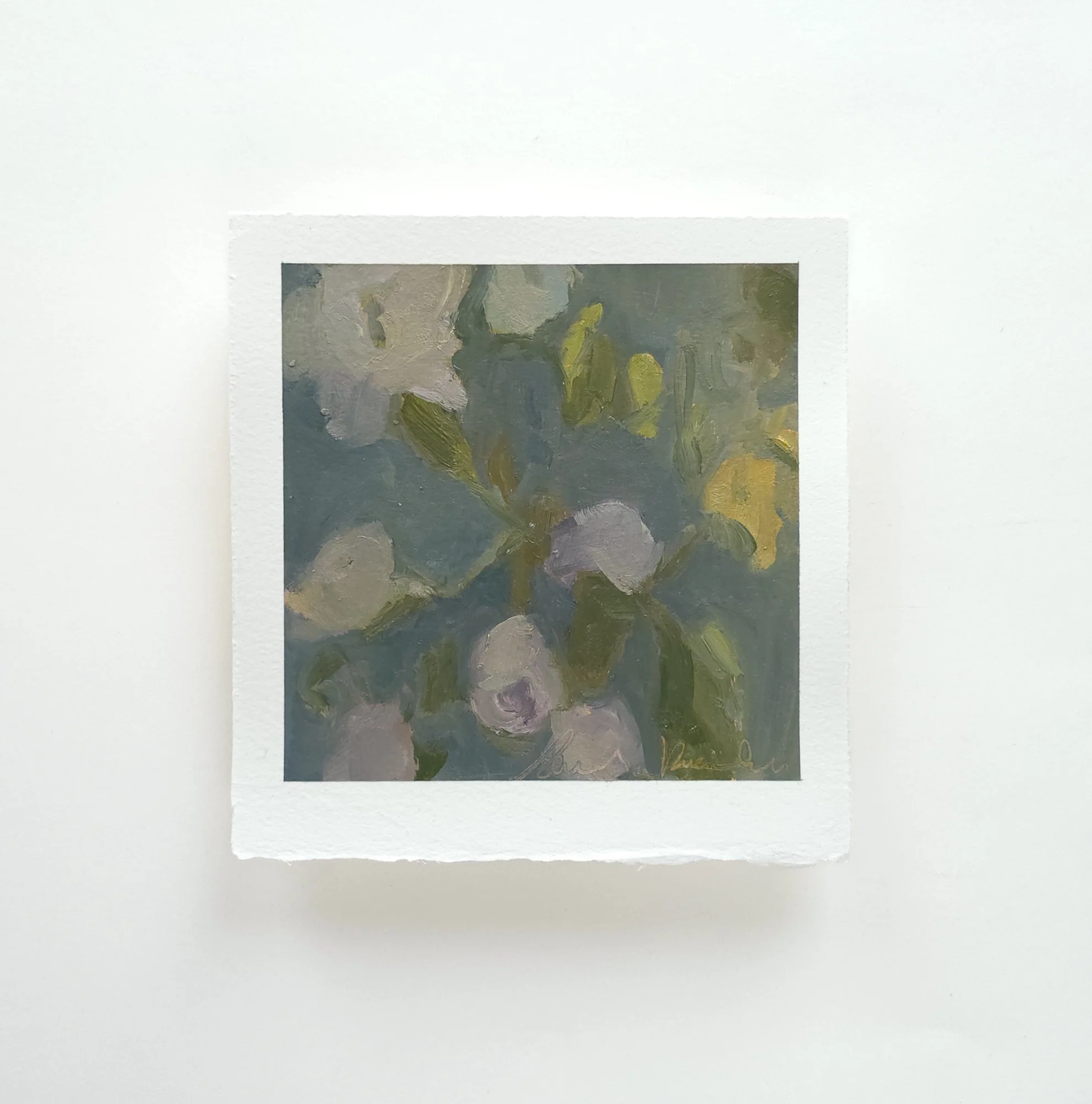 An Impression of Studio Flowers (5x5, Oil on Paper)