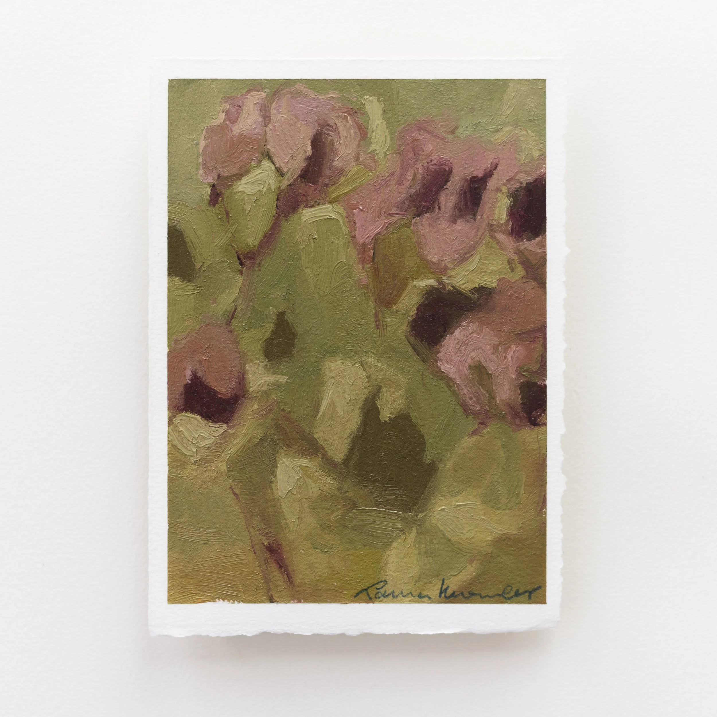 Autumn Rose Garden (5x7, Oil on Paper)