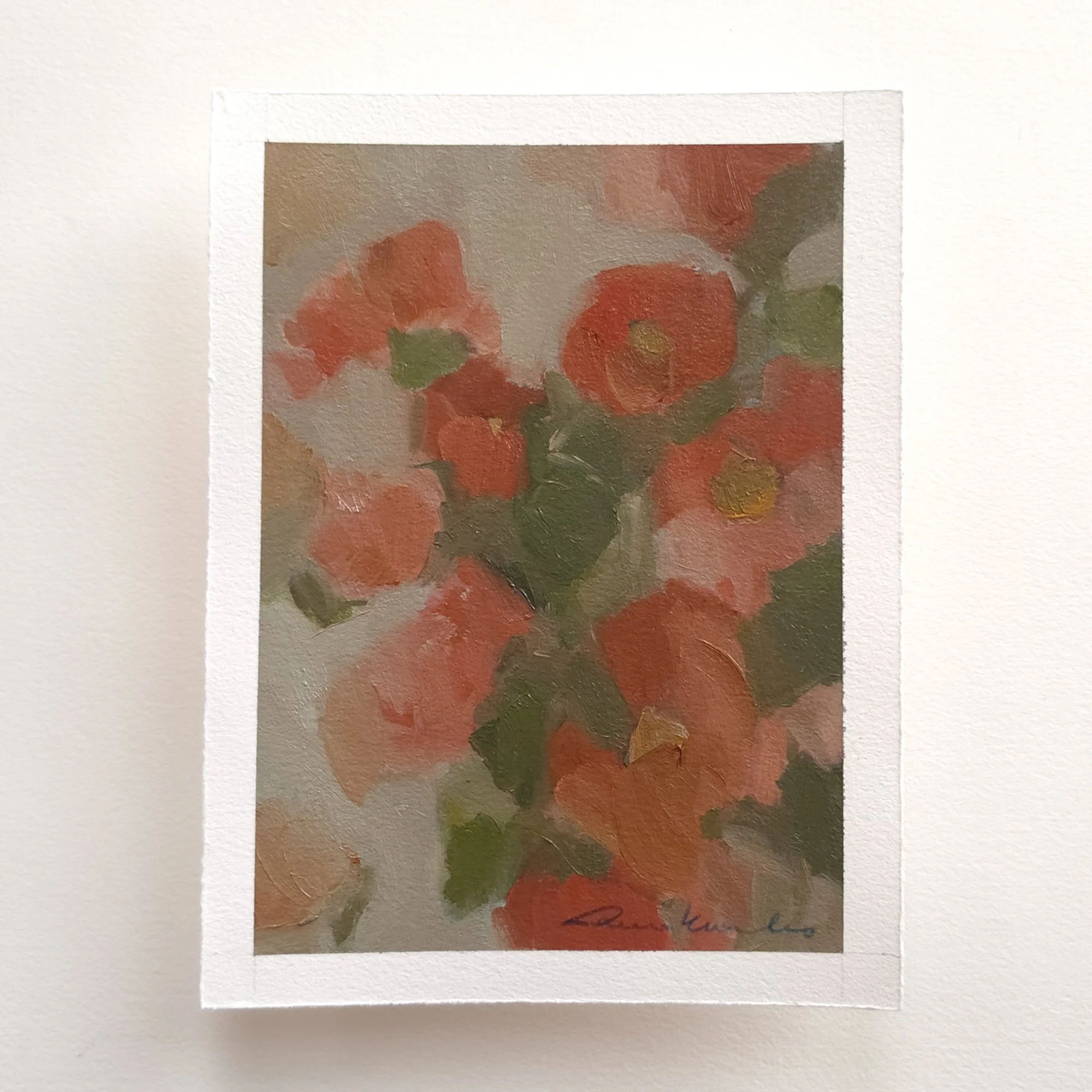 Red Flowers, No. 2 (5x7, Oil on Paper)