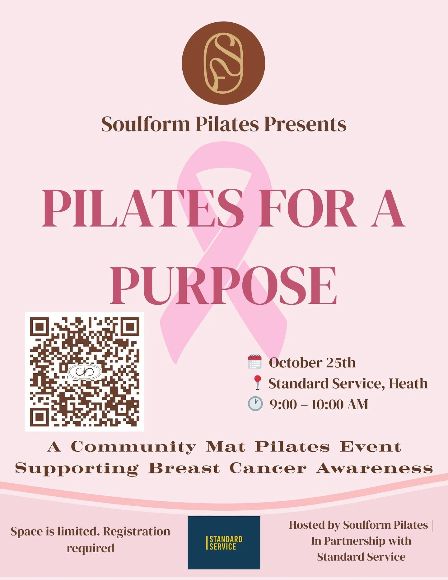 ✨ PILATES FOR A PURPOSE ✨

This October, we&rsquo;re moving for something bigger than ourselves. 💗 Join us as we come together in Heath for a community mat Pilates class dedicated to supporting Breast Cancer Awareness.

🗓 Saturday, October 25th
📍 