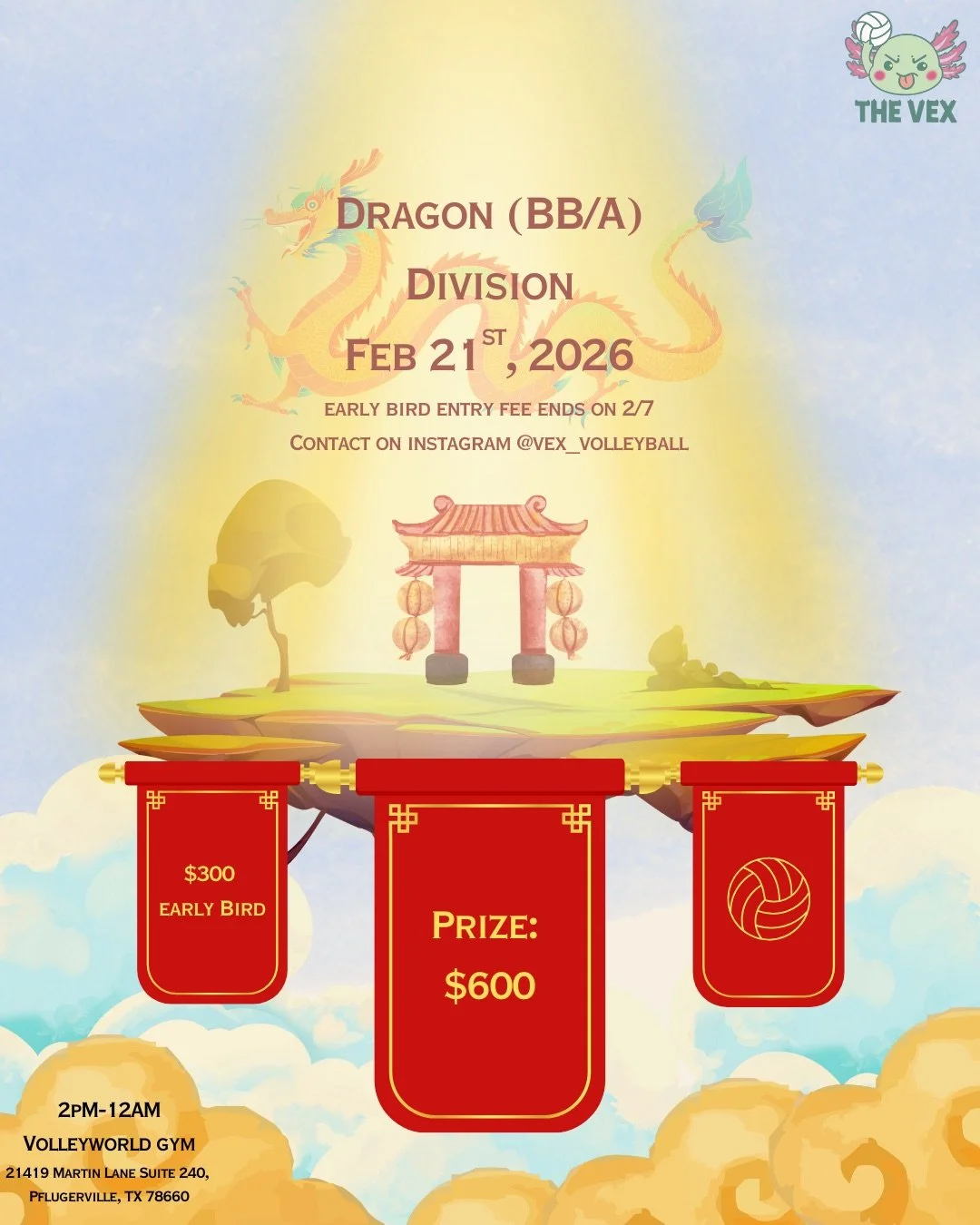 Vex Volleyball Tourney Fee: 2/21 Dragon's (BB/A) Division