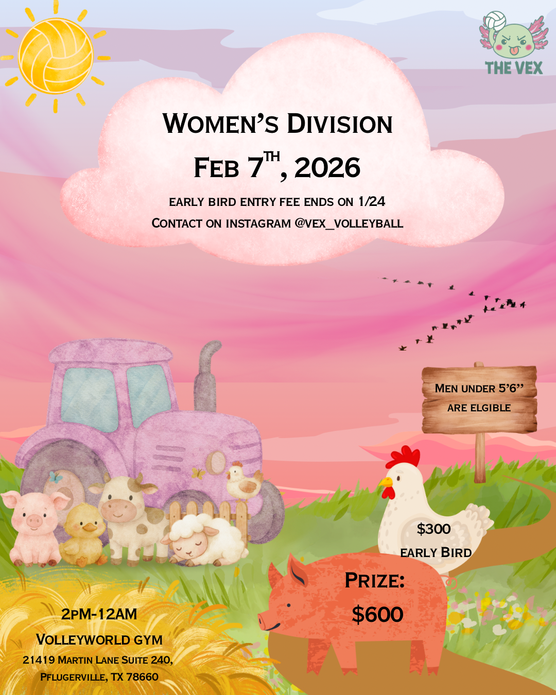 Vex Volleyball Tourney Fee: 2/7 Women's Division