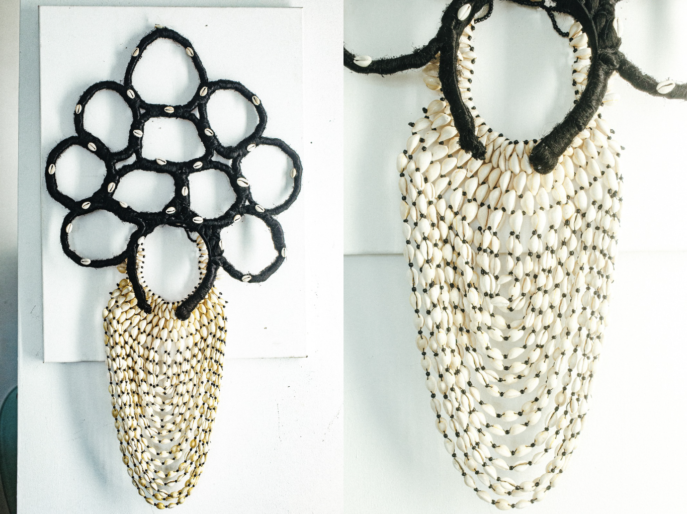  The  Ancient Portals  headpiece by Asia &amp;  Amber Mason . Made of cowrie shells and wrapped braiding hair, displaying afrofuturistic themes of transcendence and the unfoldings of spiritual shifts connected through headpieces. 