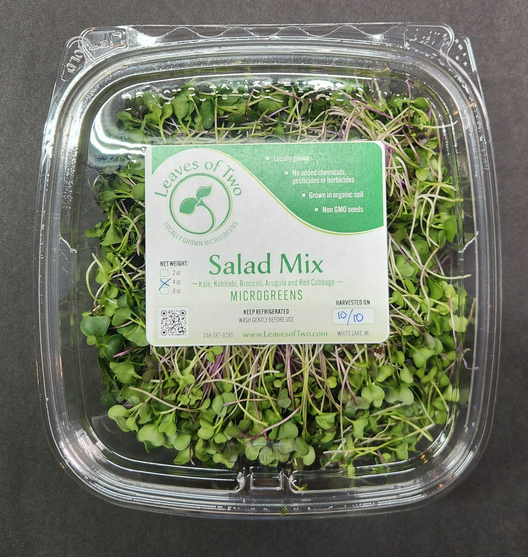 Leaves of Two - 2oz Salad Mix (Arugula, Broccoli, Kale, Kohlrabi, & Red Cabbage)