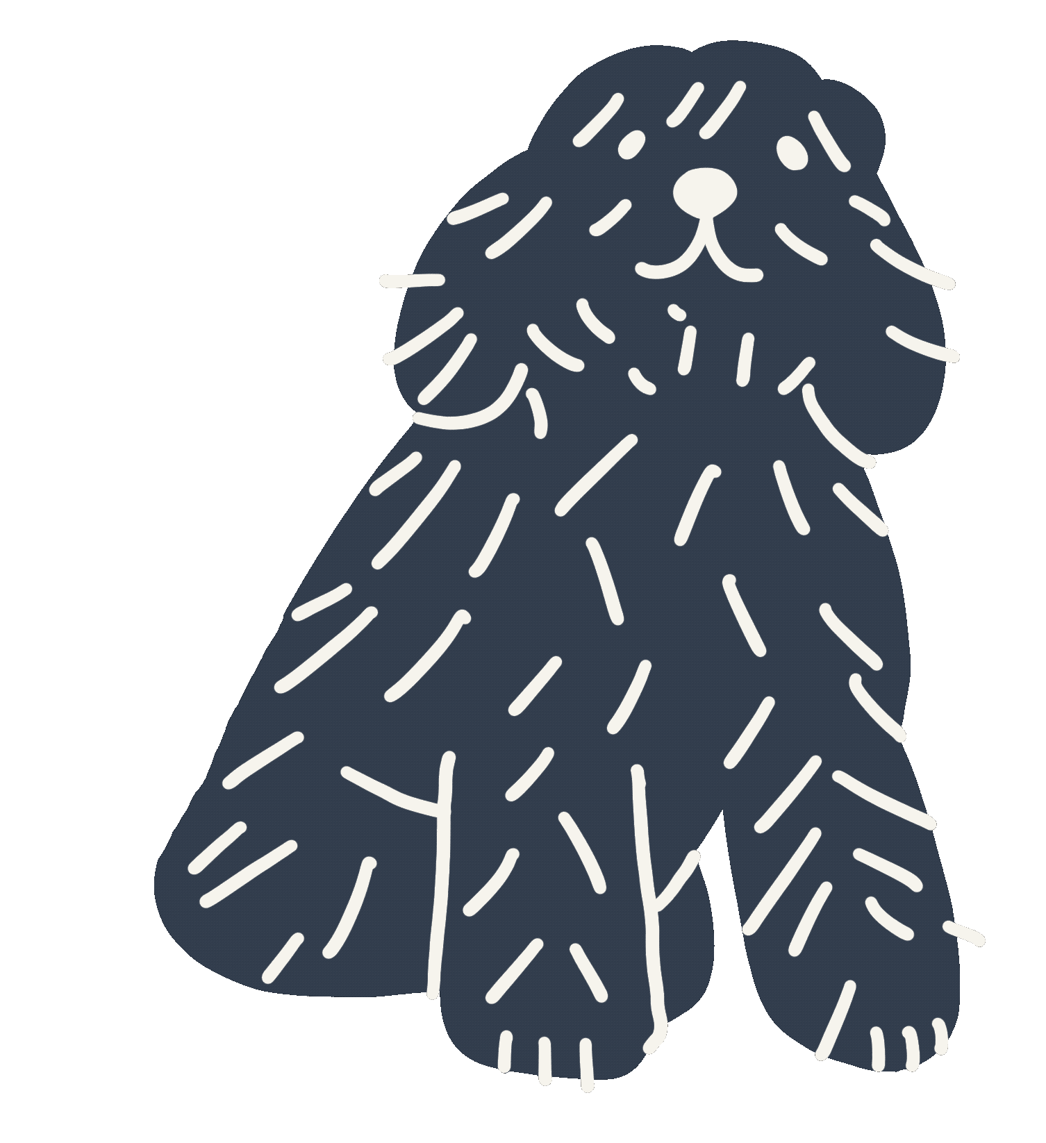 A cute illustrated dog wags his tail and barks
