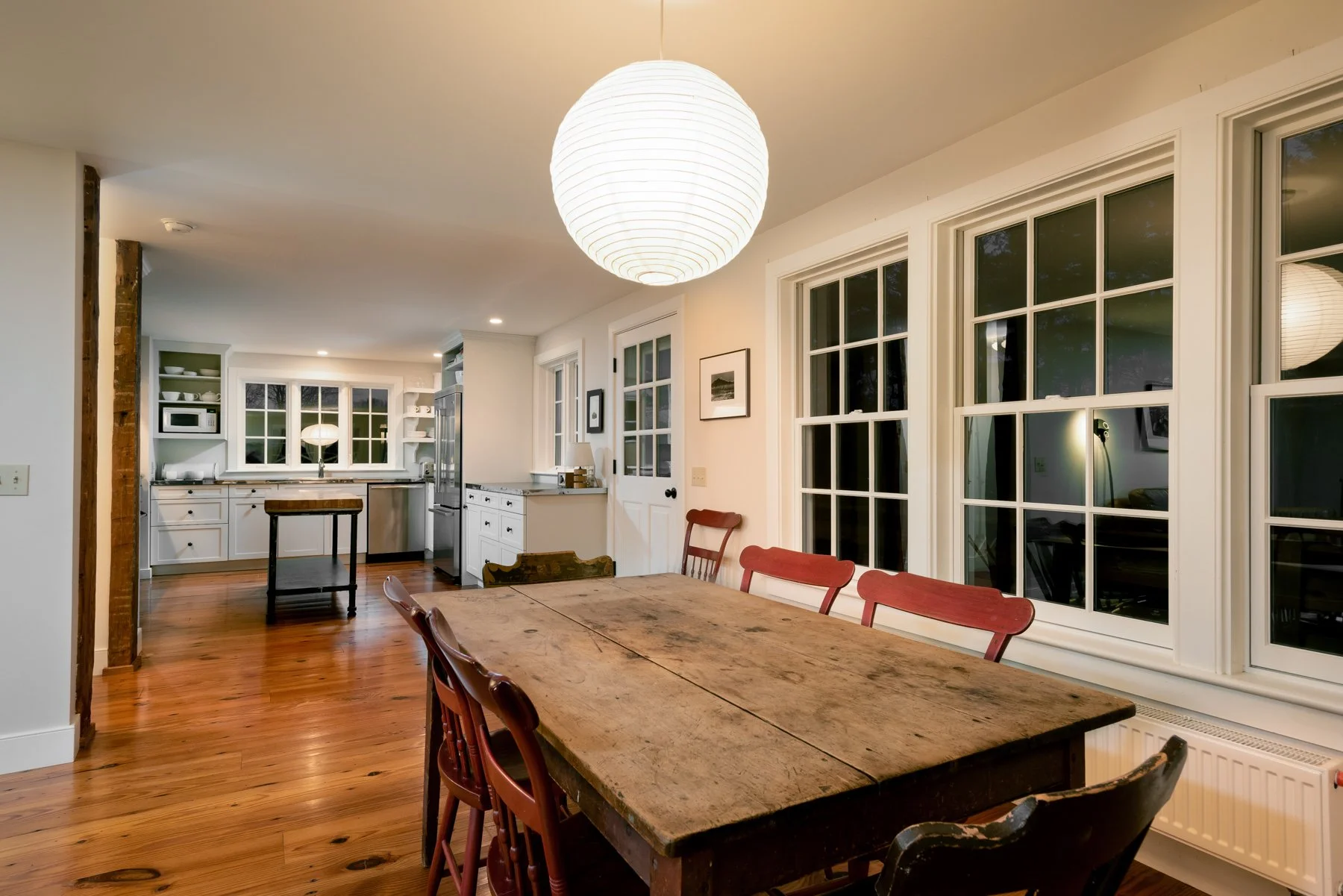 Dining table and kitchen