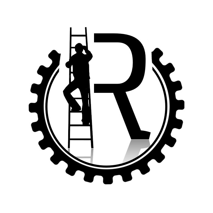 Sketch of a person climbing a ladder against a wall.