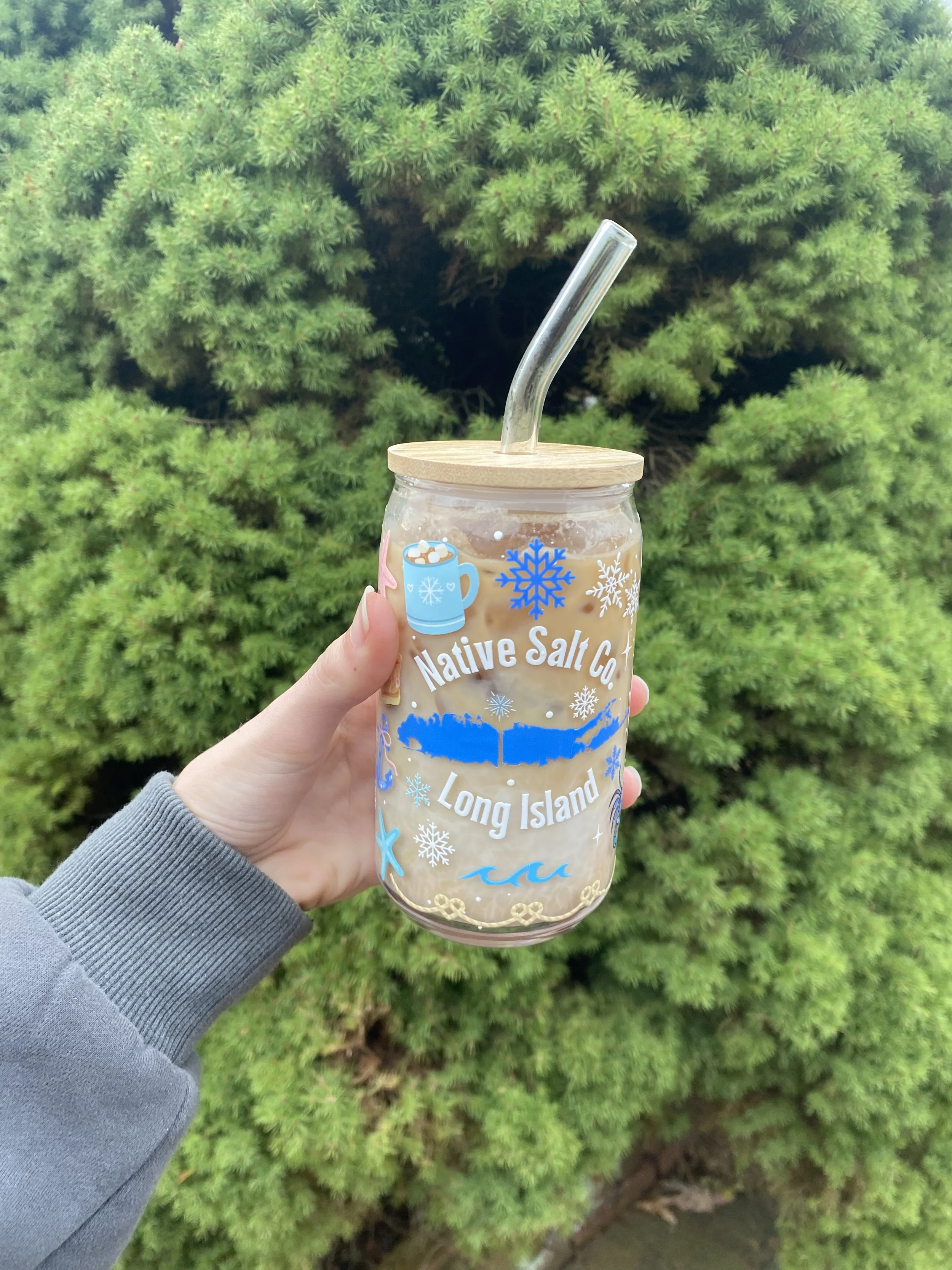 Native Salt Winter on the Island 16 oz Glass Cup