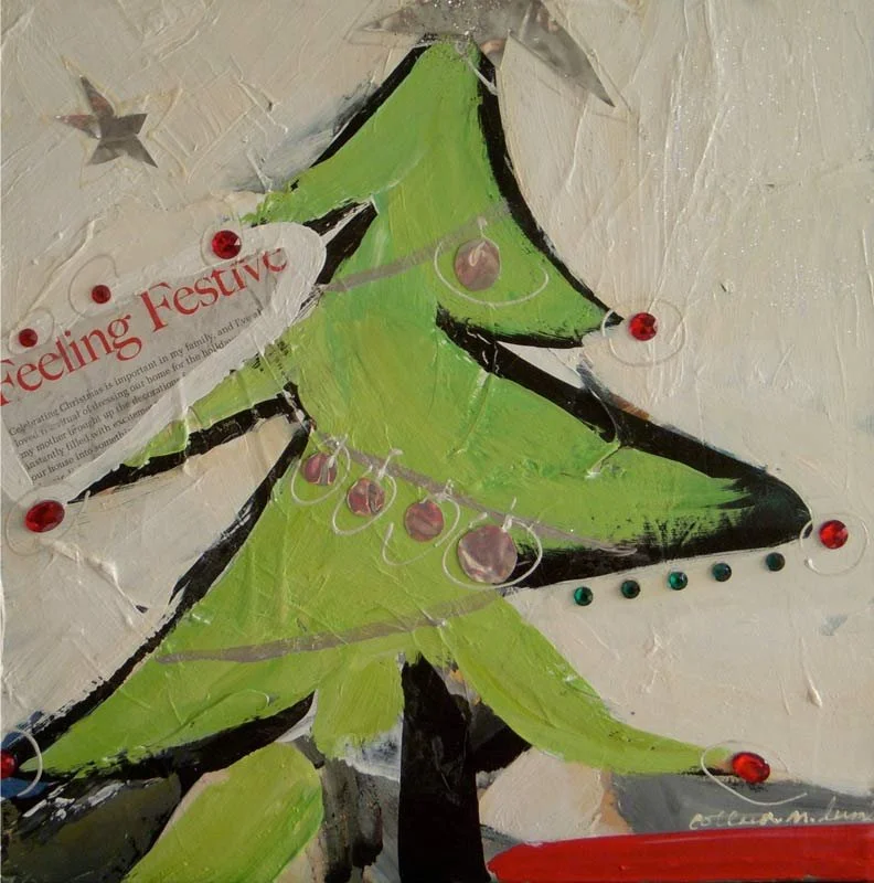 Let it Snow, Let it Snow, Let it Snow, acrylic, shiny tin & sparkles on canvas, 10x10", unframed