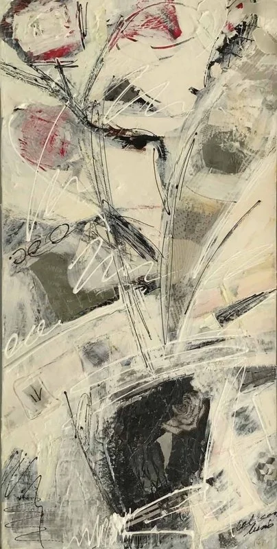 Flowers from My Lover #1, acrylic & mixed media on canvas, 12x24”, framed