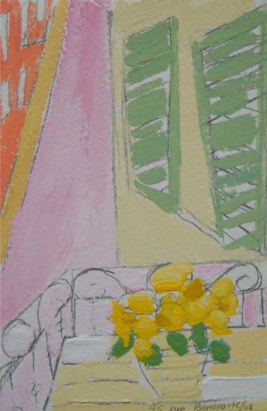 45 rue Bonaparte, watercolour on paper, 9x11", framed. Currently in Small Works Show @ Eclectic Gallery, Victoria, BC