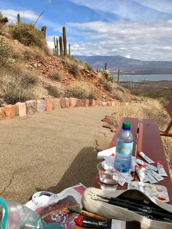 Painting plein air, in the Tonto National Monument Park, AZ. February of 2018.