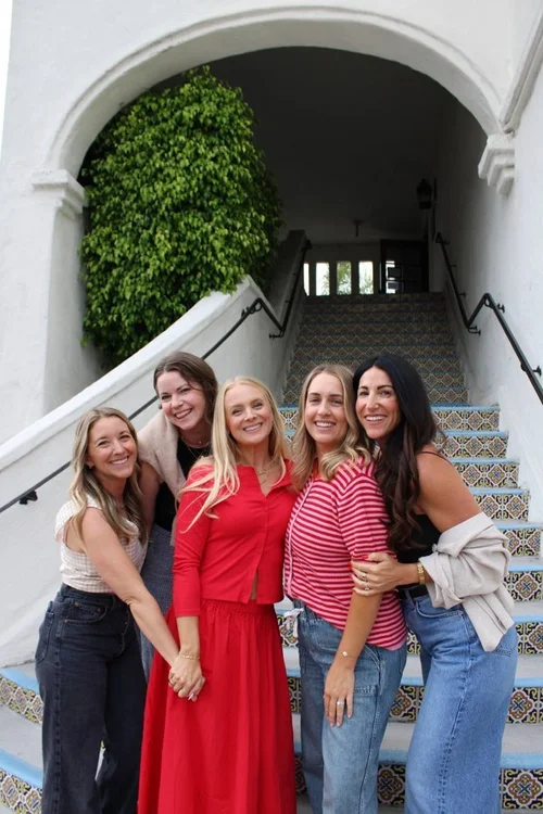 Friends on the Clubhouse stairs