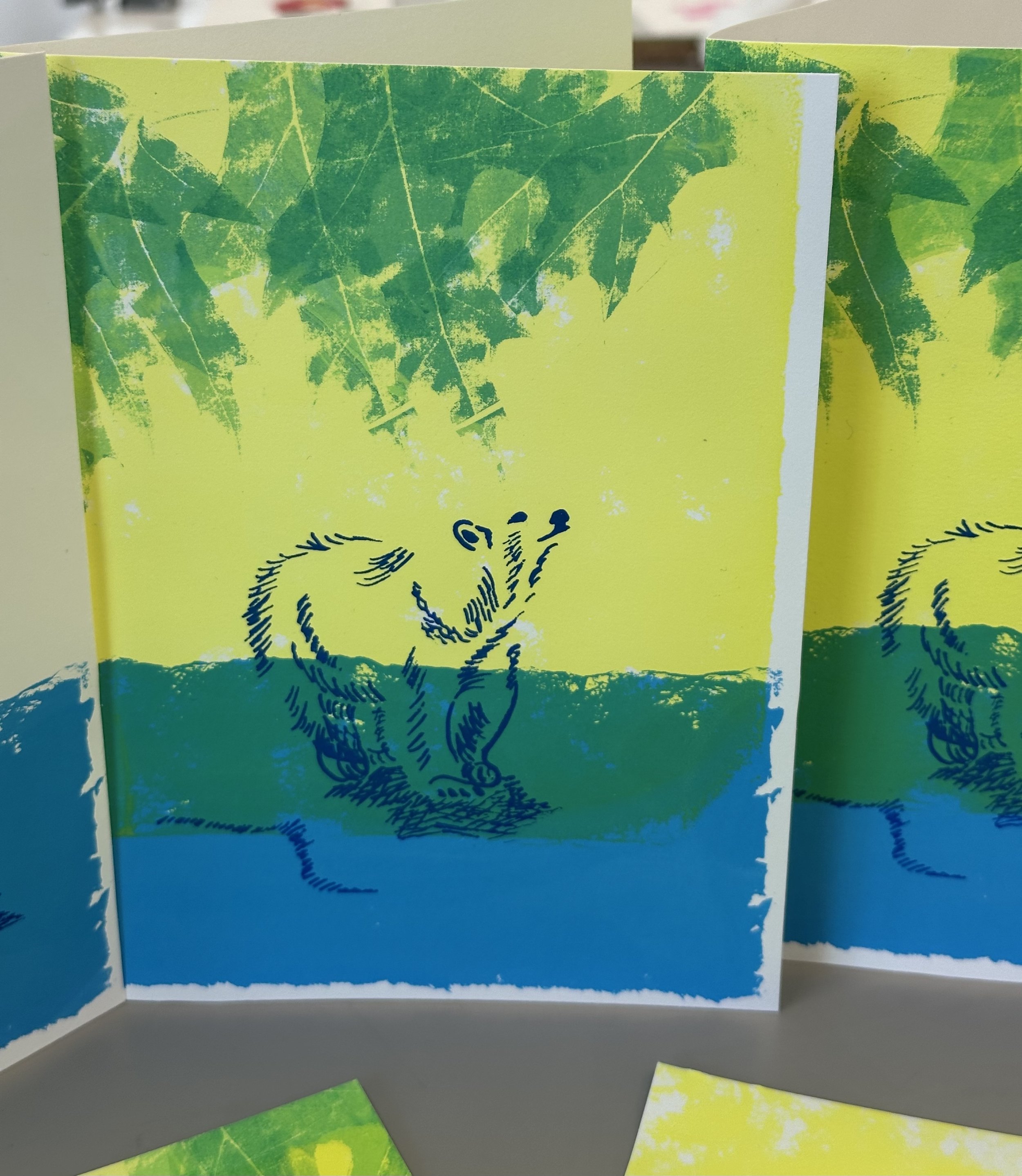 2-sided cards celebrating an indicator species, the polar bear. Limited edition screenprint.