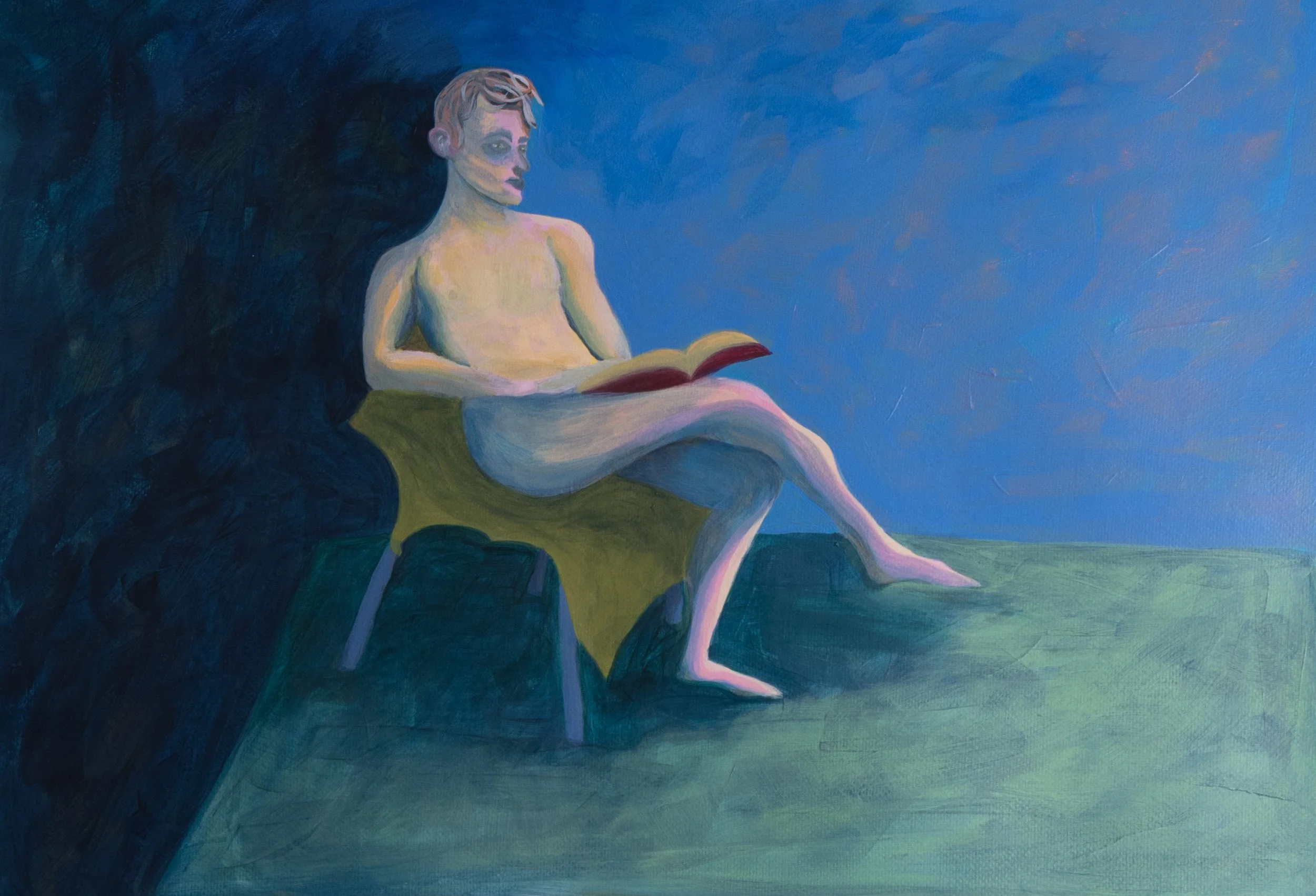 Blue Silence.  Acrylic on 300 gsm paper, 14 x 20 inches.