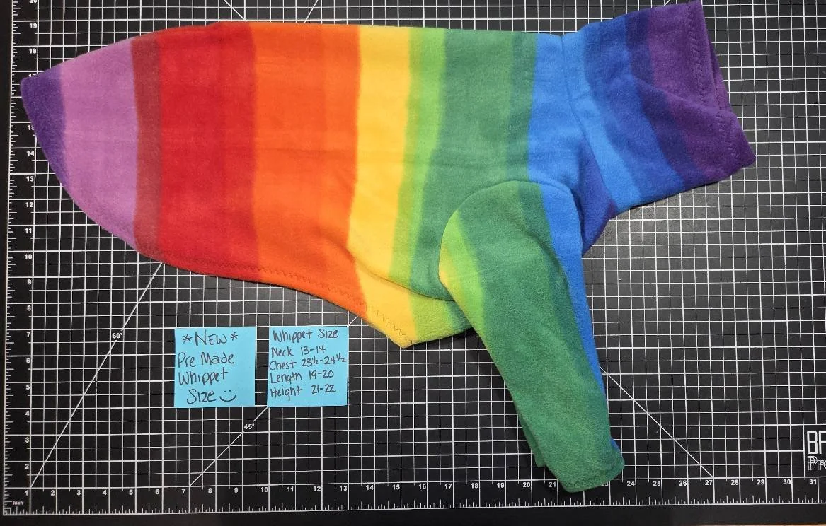 STANDARD WHIPPET SIZE 2 LEG RAINBOW STRIPE FLEECE JAMMIE #2
