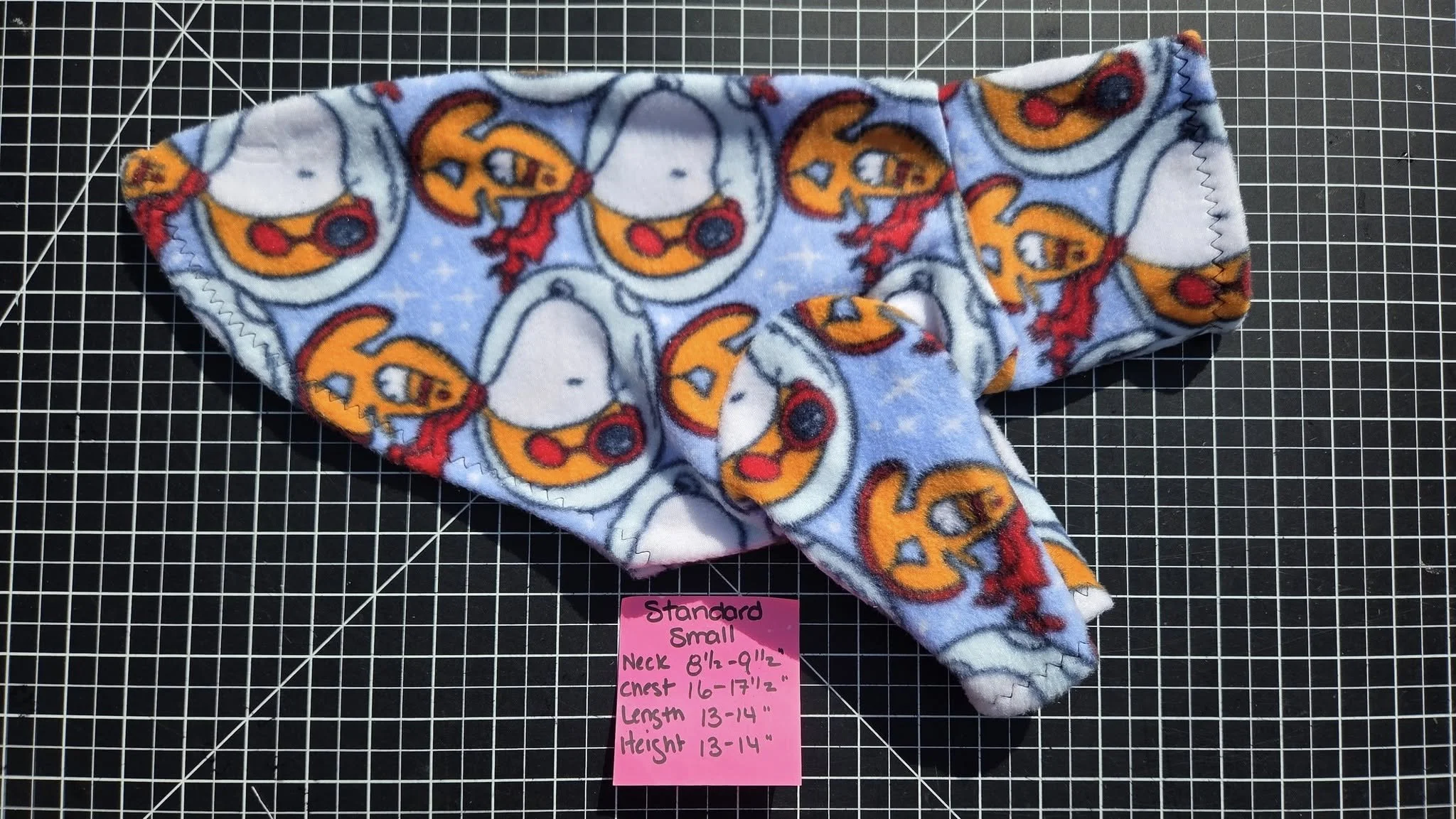 SMALL 2 LEG BLUE AND ORANGE ASTRO DOG FLEECE JAMMIE