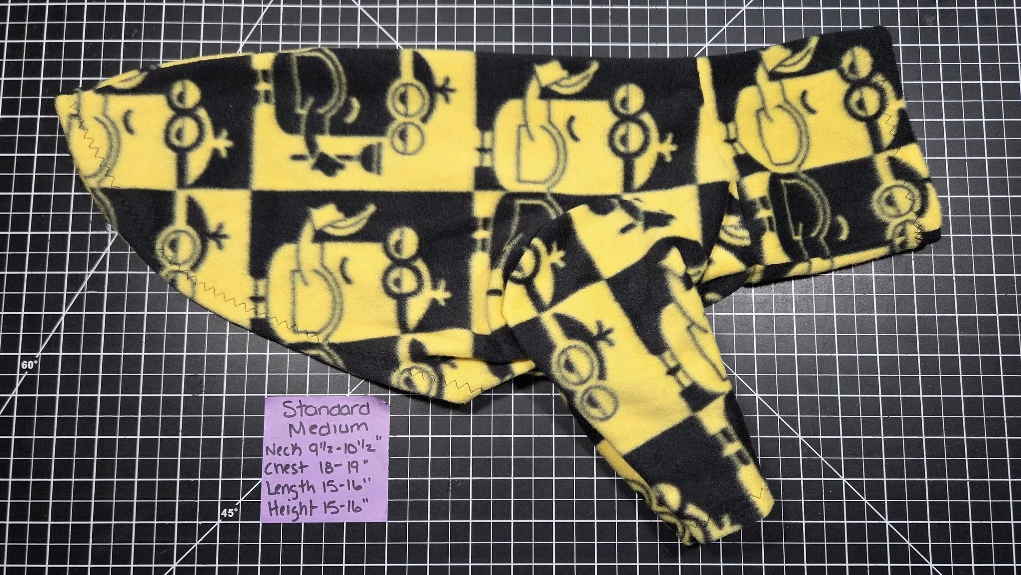 MEDIUM 2 LEG YELLOW AND BLACK SQUARE FLEECE JAMMIE