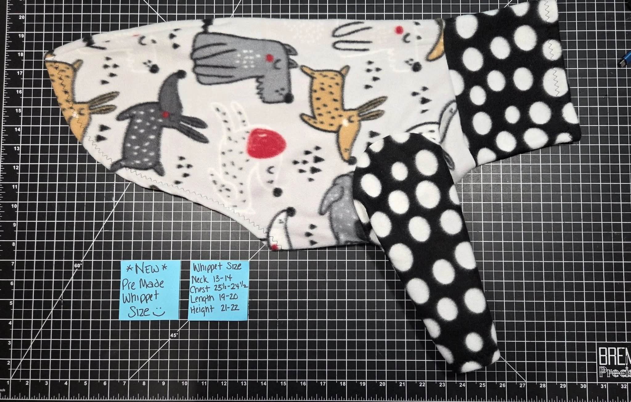 STANDARD WHIPPET SIZE 2 LEG DOGS AND DOTS FLEECE JAMMIE