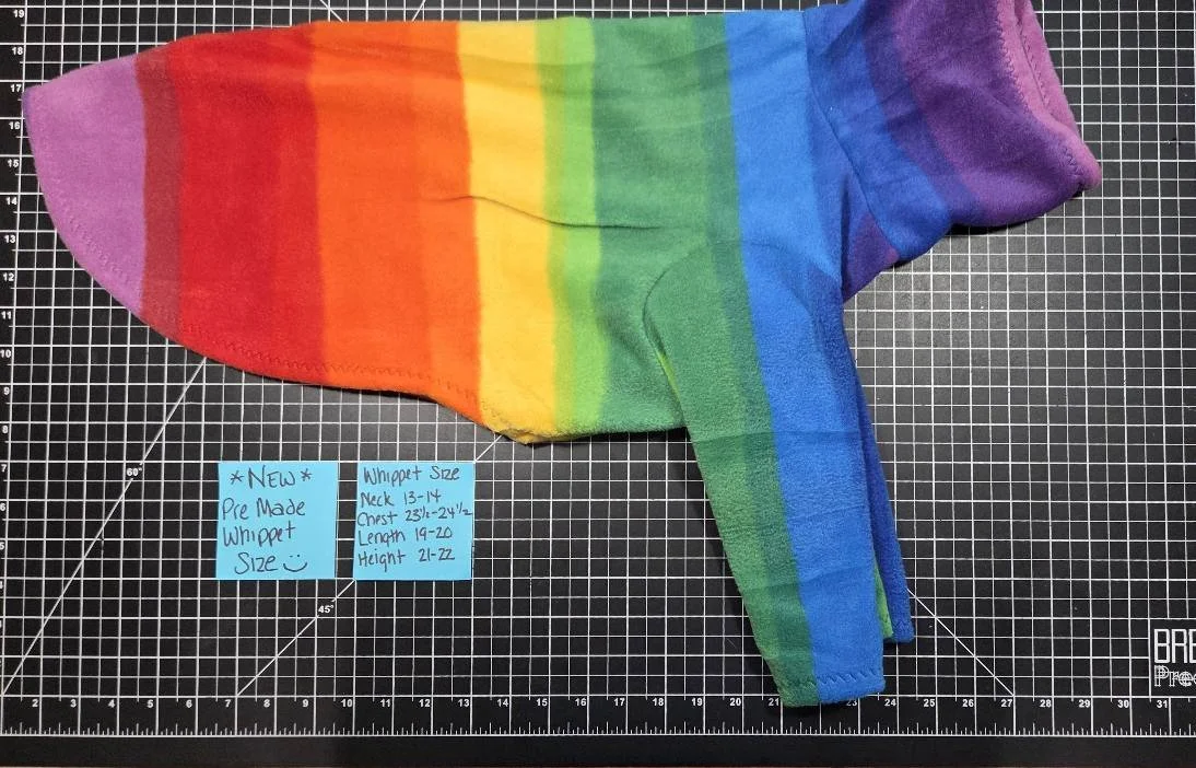 STANDARD WHIPPET SIZE 2 LEG RAINBOW STRIPE FLEECE JAMMIE