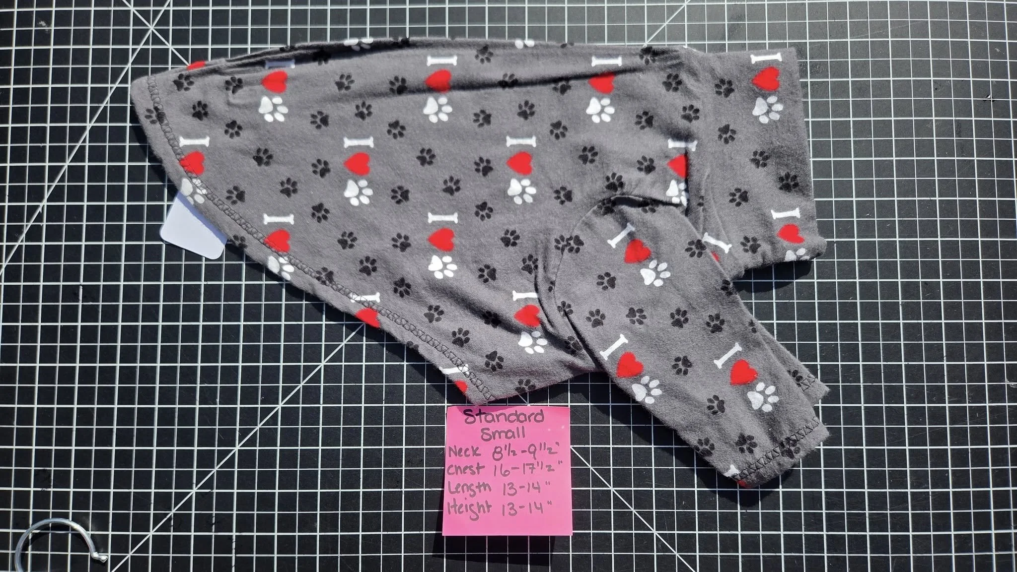 SMALL 2 LEG GREY FLANNEL I LOVE PAW JAMMIE