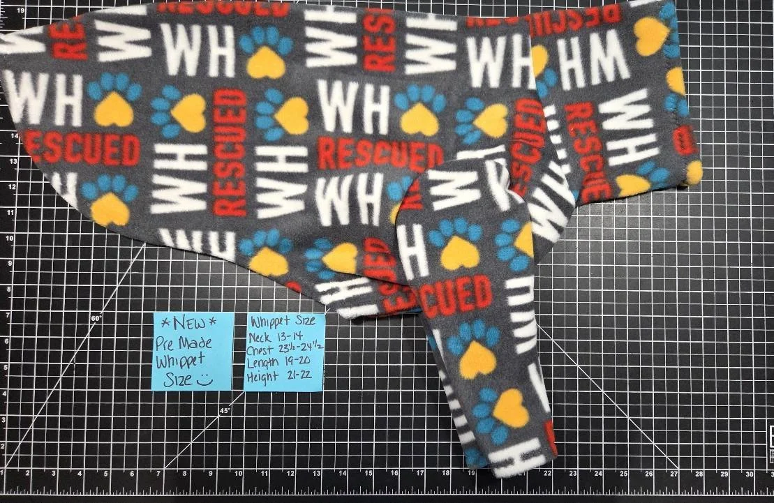 STANDARD WHIPPET SIZE 2 LEG WHO RESCUE WHO FLEECE JAMMIE