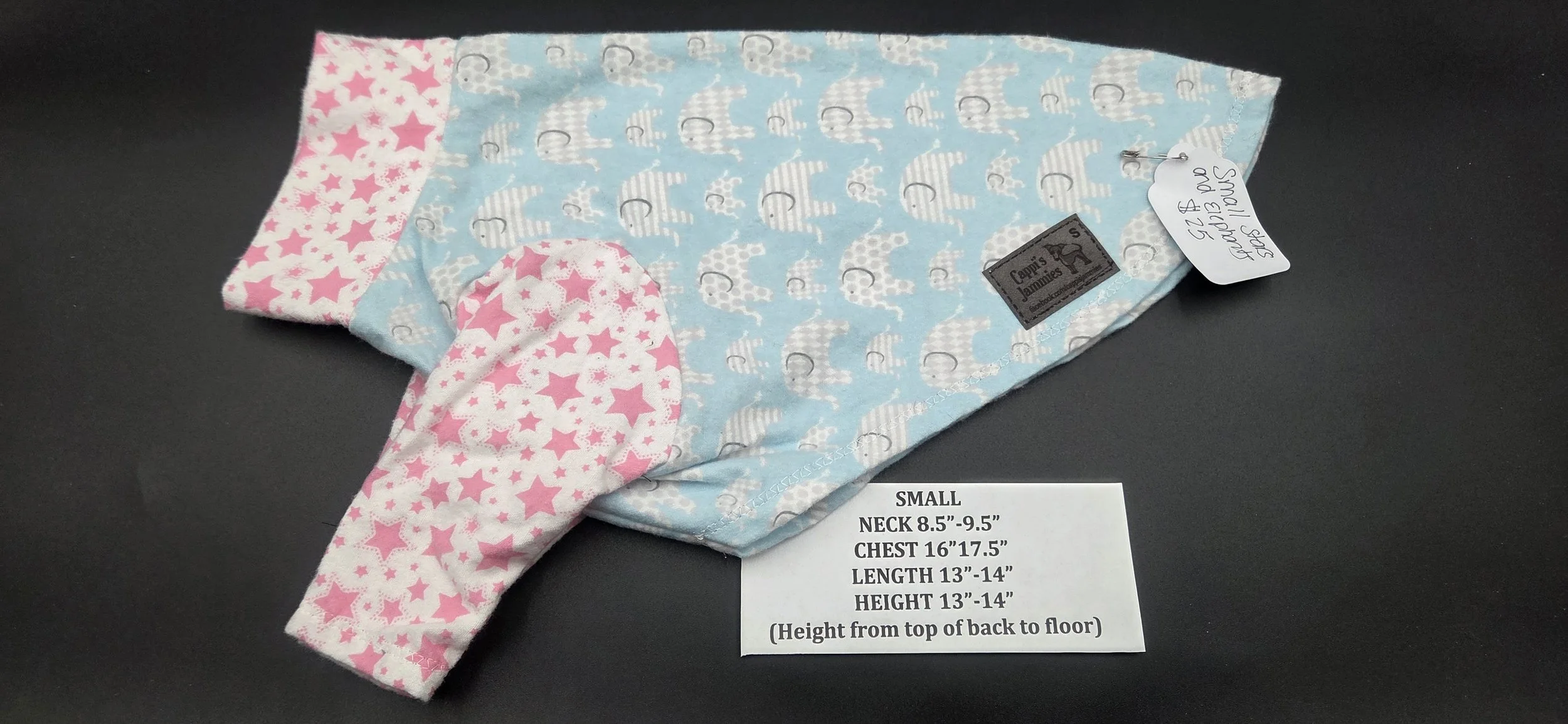 SMALL 2 LEG BLUE AND PINK ELEPHANTS FLANNEL JAMMIE